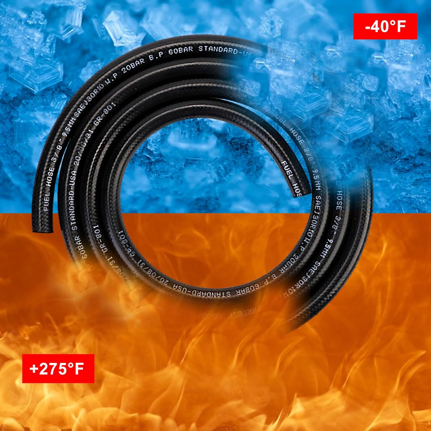 1/4" Fuel Line Hose, 10FT SAE 30R10 300PSI High Pressure Submersible for Automotive Fuel Systems Engines - Image 4