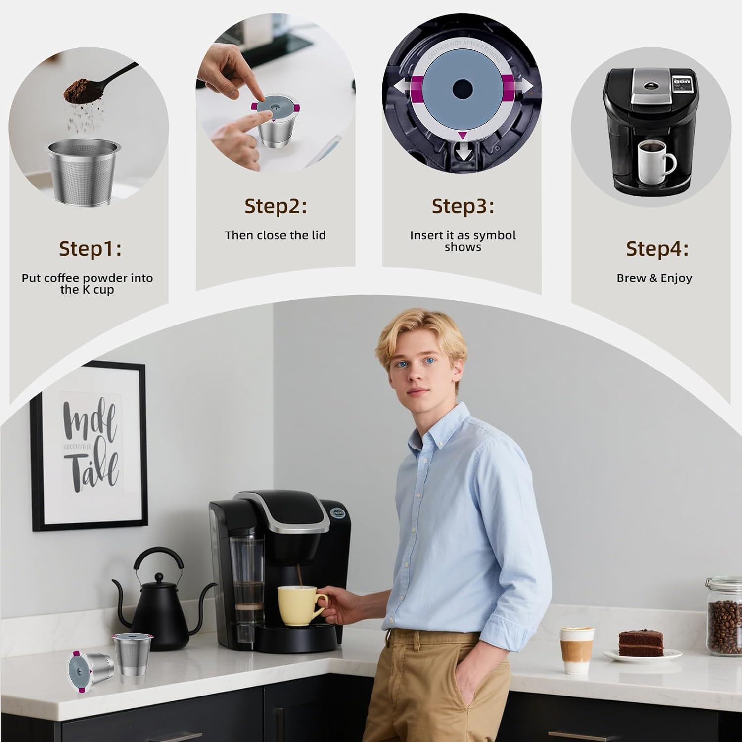 2 Pack Reusable K Cup Coffee Pods, Universal Stainless Steel Refillable K Cup Coffee Filters for Keurig 1.0 and 2.0 Coffee Makers - Image 6