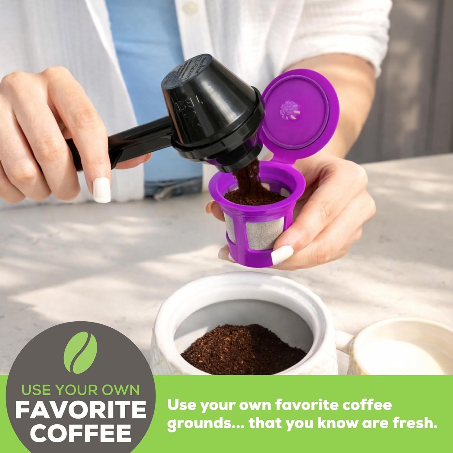 Perfect Pod 1-Stream Cafe Save Reusable K Cup Pod Coffee Filters - Refillable Coffee Pod Capsules with Built-In, Integrated Mesh Strainer for use with Keurig & Select Single Cup Coffee Makers, 4-Pack - Image 2