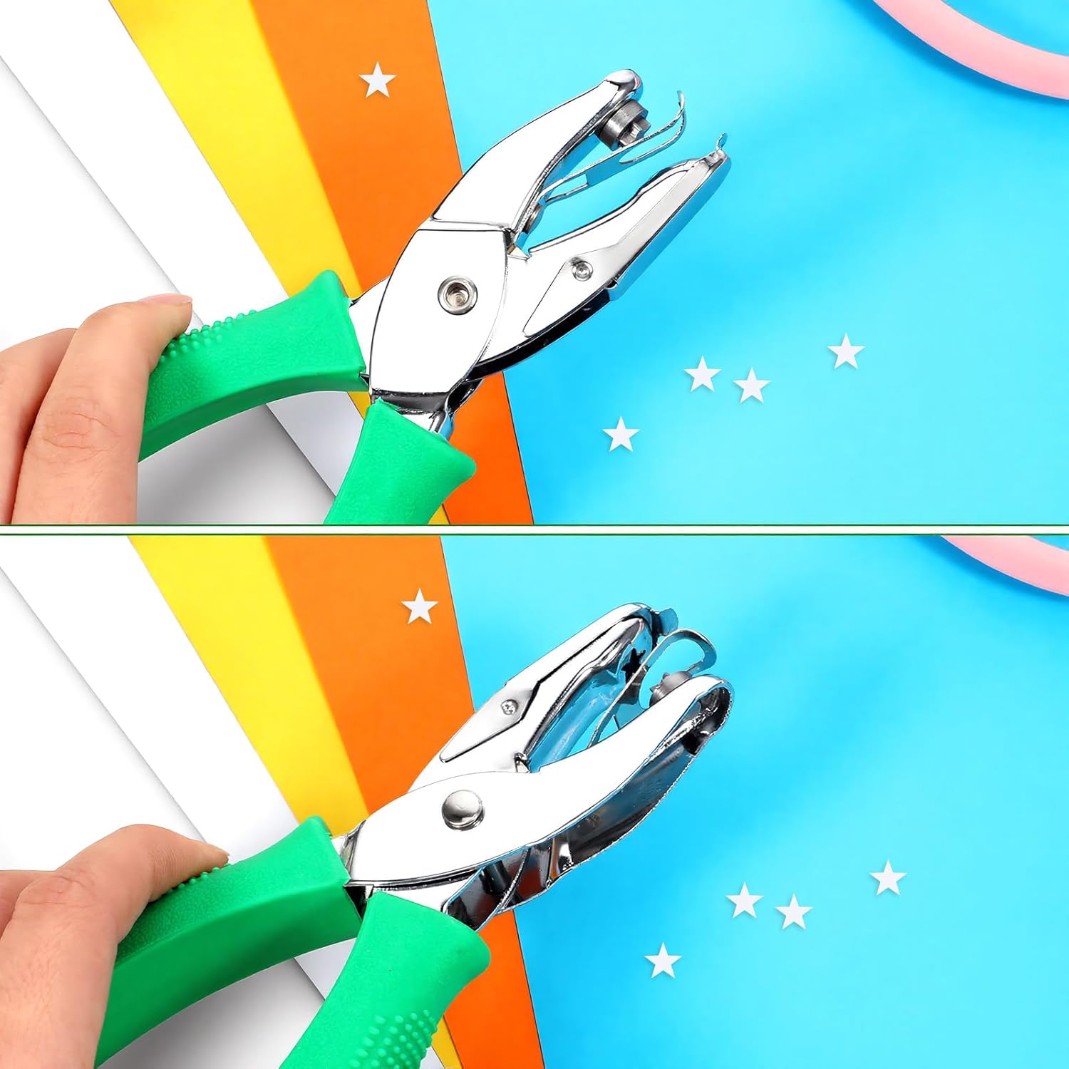 1/4 Inch Hole Size Star Hole Punch, Handheld Star Shaped Holes Puncher Single Hole Punch Shapes Portable Craft Paper Holes Puncher for DIY Crafts Paper Scrapbook - Image 6