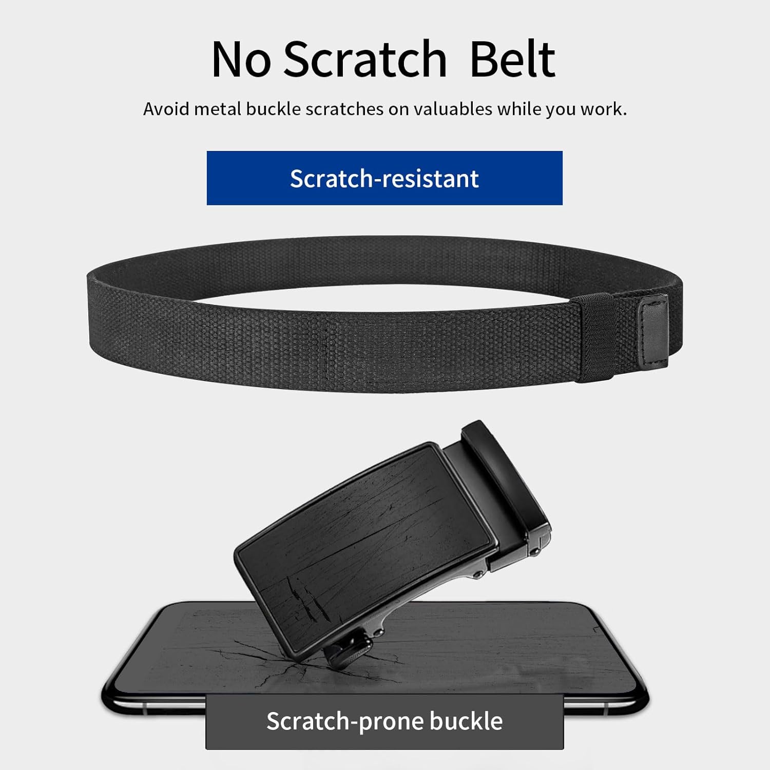 Nickel Free Non-Metal Tsa Approved Hypoallergenic No Scratch Without Buckle Belt Mechanic Nylon Belt 1.38" - Image 5