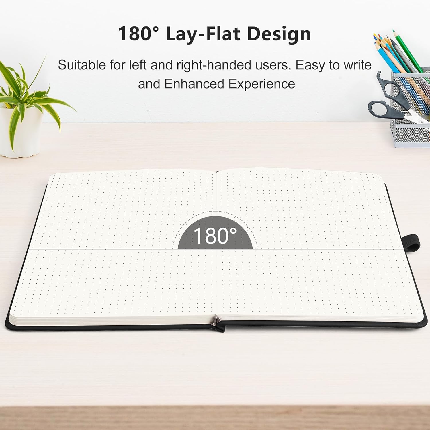 RETTACY Dotted Journal Notebook, 192 Pages, A5 Medium Size (5.7'' x 8.3''), Leather Hardcover, 100 GSM Thick Paper, for Journaling, Planning, Tracking (Black) - Image 6
