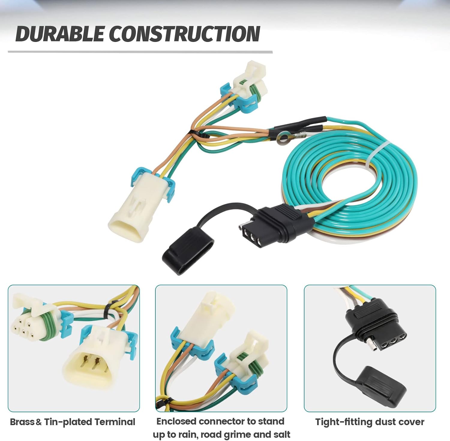 MECMO 4 Way Flat Trailer Wiring Harness for 1998-2004 Chevy S-10/GMC Sonoma & 1998-2000 Isuzu Hombre, Plug-in Simple Custom-Fit T-Connector 4 Pin Trailer Hitch Wiring - Image 5