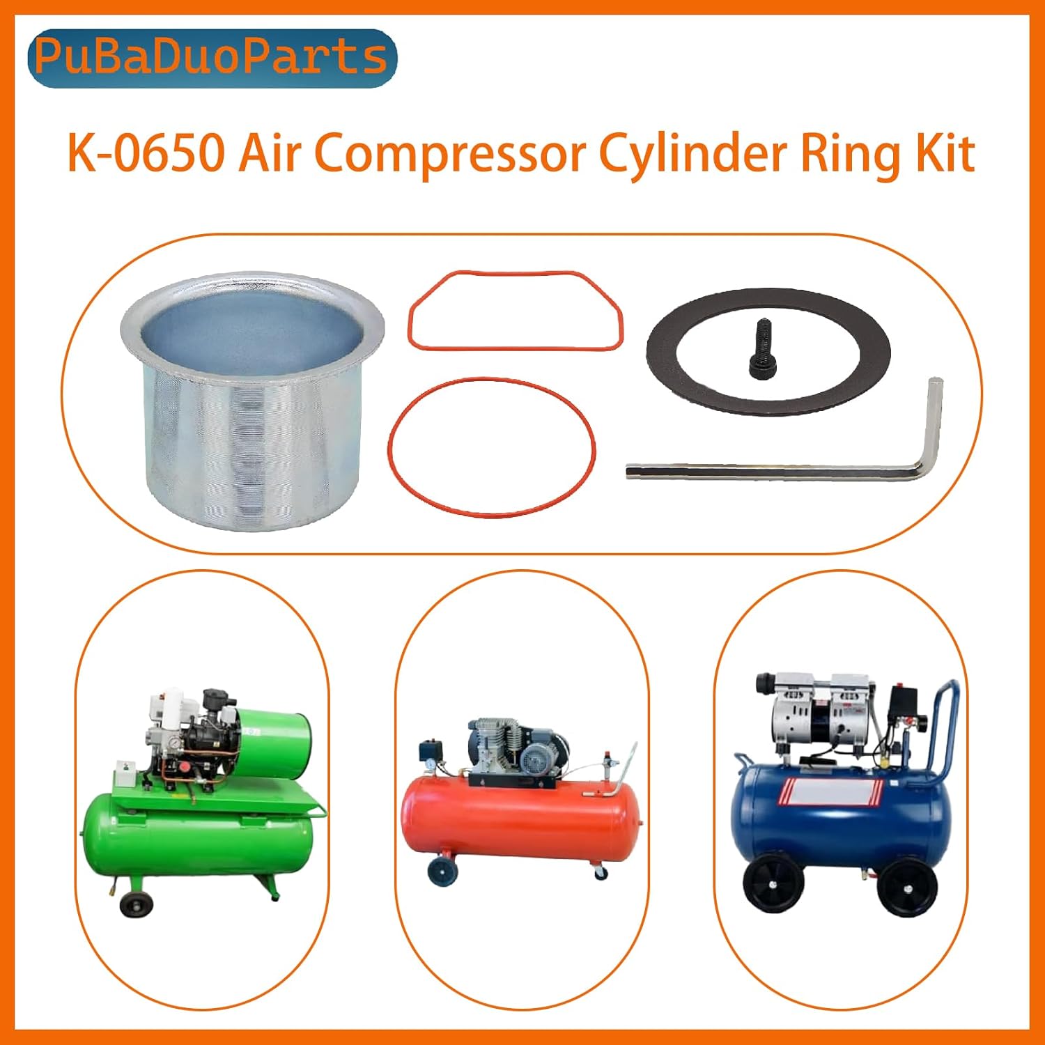 K-0650 Air Compressor Cylinder Sleeve & Compression Ring Kit Compatible with Craftsman, Porter Cable, DeVilbiss Oil-Free Compressor Cylinder, Replaces OEM K-0650, 165080, K-0058, KK-4835(2 sets) - Image 5