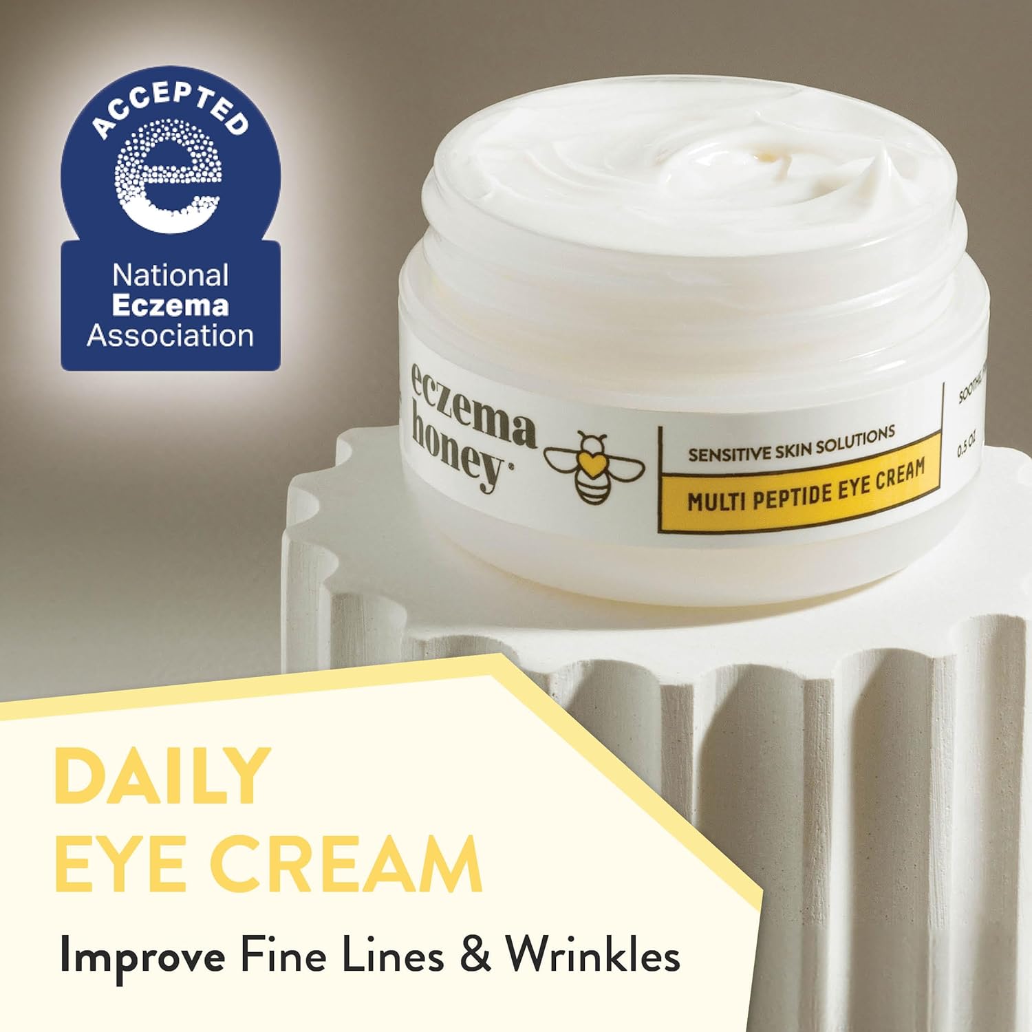 ECZEMA HONEY Multi Peptide Eye Cream - Anti Aging Eye Cream for Dark Circles & Puffiness - Facial Skin Care Products for Eczema, Dry & Sensitive Skin (0.5 Oz) - Image 3