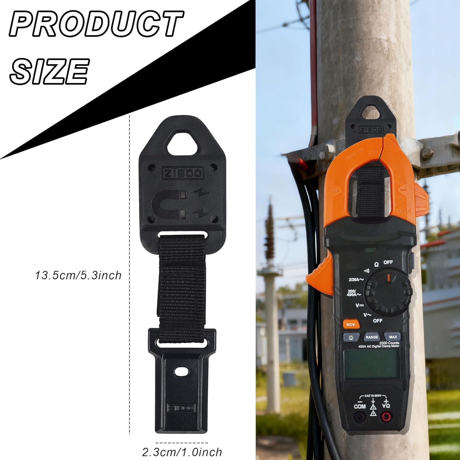 ZIBOO 69417 Rare Earth Magnet Multimeter Hanging Strap Kit Compatible with Klein Tools Meters MM400,MM300, CL600, CL700, CL800, CL900,MM600, MM700,CL390,CL445,MM325,CL450,CL120 - Image 2