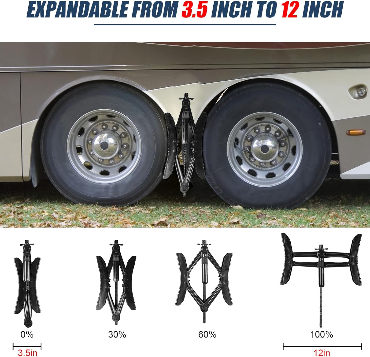 Camper Wheel Chock Stabilizer with Wrench, Premium X Shaped Wheel Chocks for RV Travel Trailer, 2Pcs Heavy Duty Tire Locking Chocks Accessories, for 3.5" to 12" Wheel Gaps - Image 2