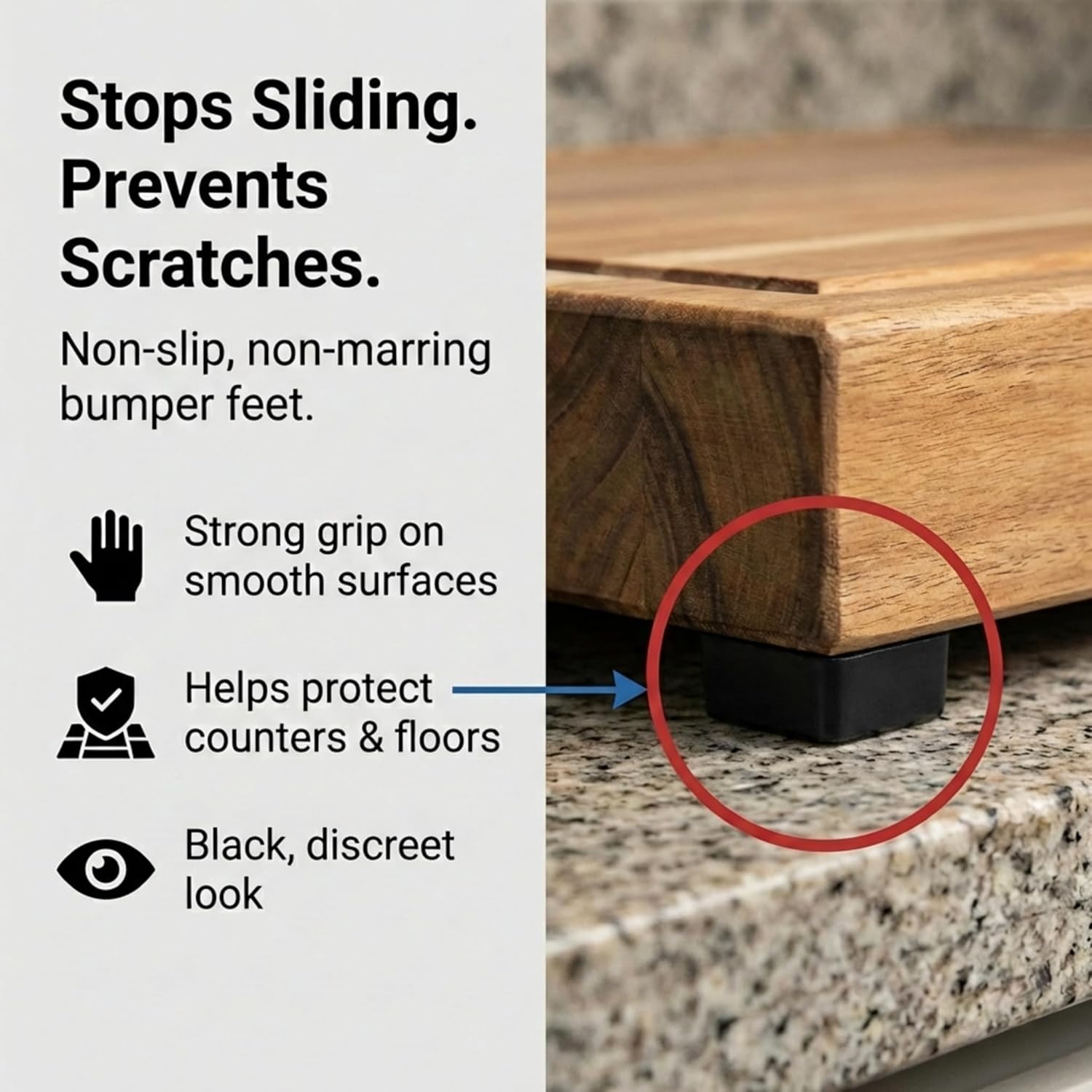 Black Tall Square Adhesive Rubber Bumper Pads - Made in USA – Rubber Feet for Speakers, Electronics, Furniture, Appliances, Audio Equipment - 20 Pieces - Image 2
