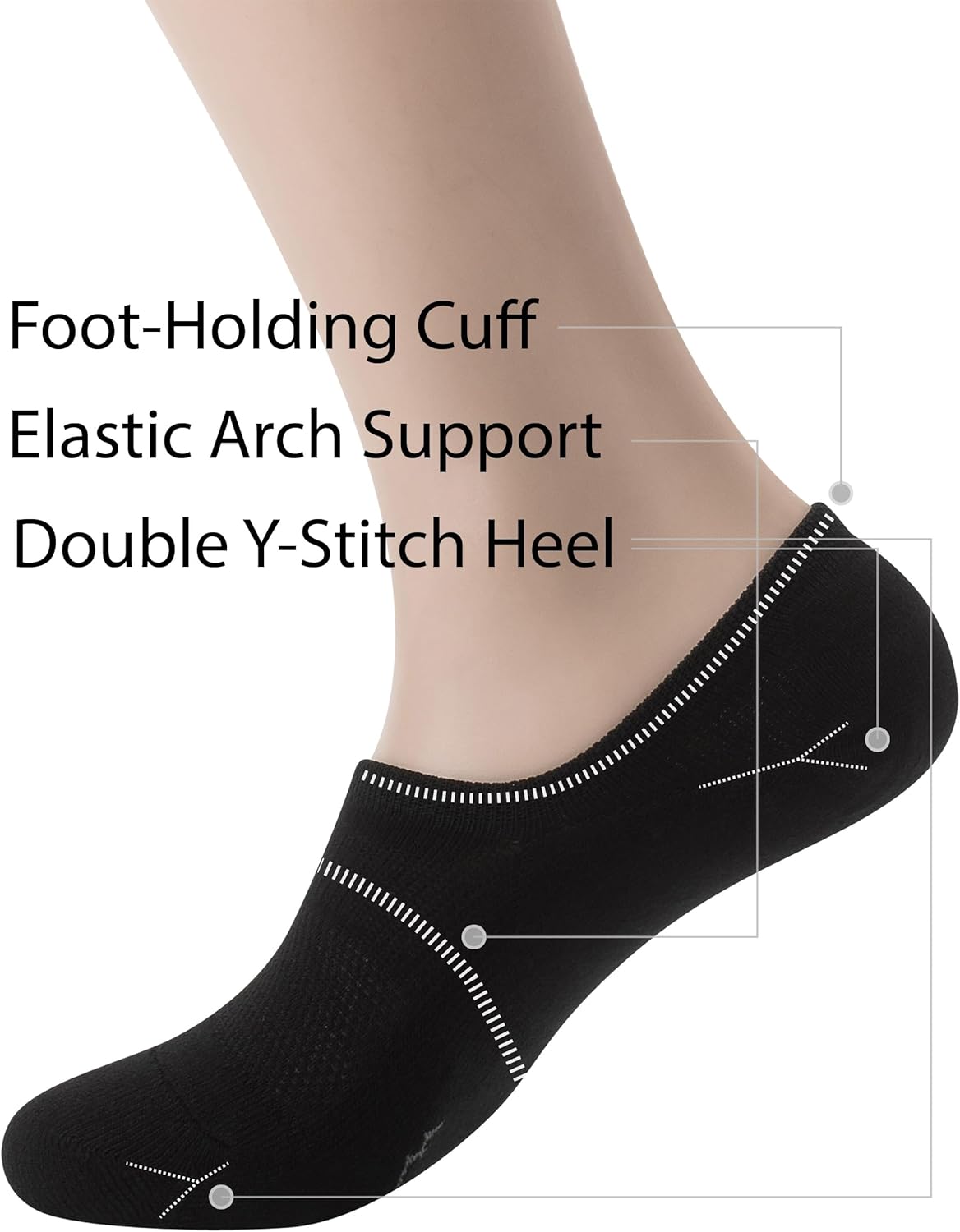 Pro Mountain No Show Socks Wide Toe Box For Health Bunion Unisex Size S to X-Large Cotton Cushion Footies - Image 5