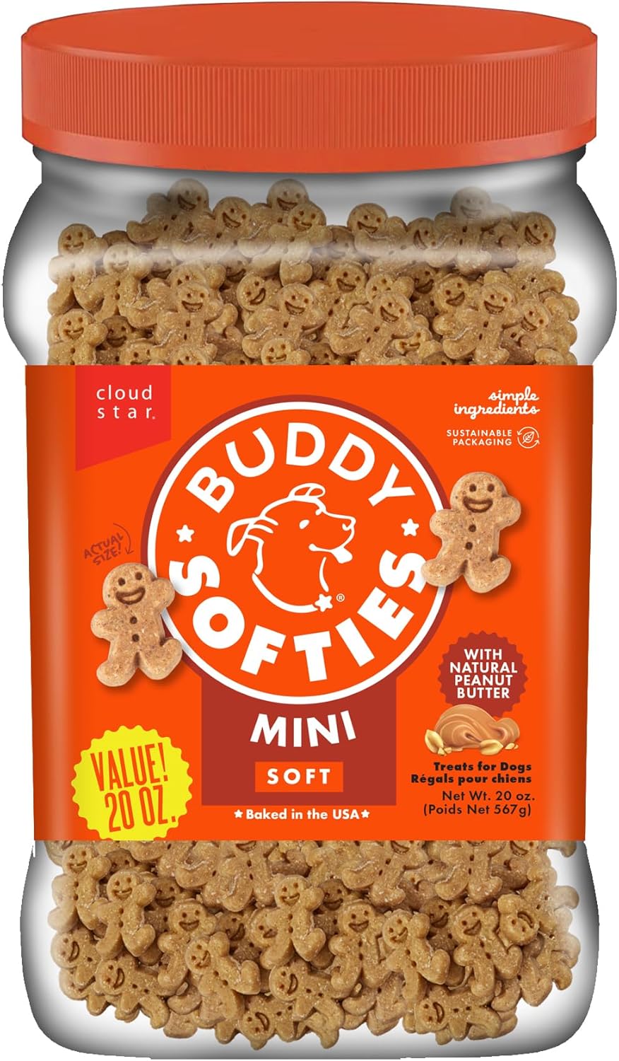 Buddy Softies Soft & Chewy Dog Treats Peanut Butter 20 oz. Jar