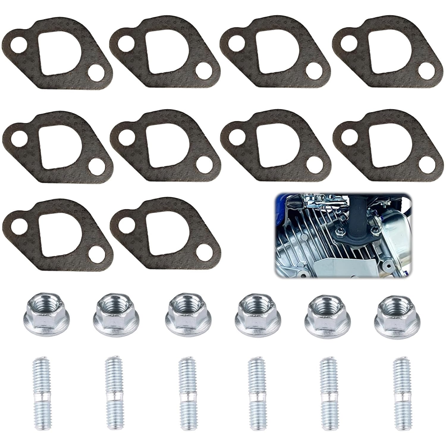 Predator 212 Exhaust Muffler Gasket Stud Kit, 212cc Non-Hemi Carburetor Exhaust Pipe Mounting Hardware Stud Set Compatible with CT200U BT200X KT196 MB200 M200 ATVs Go Karts Mini Bike