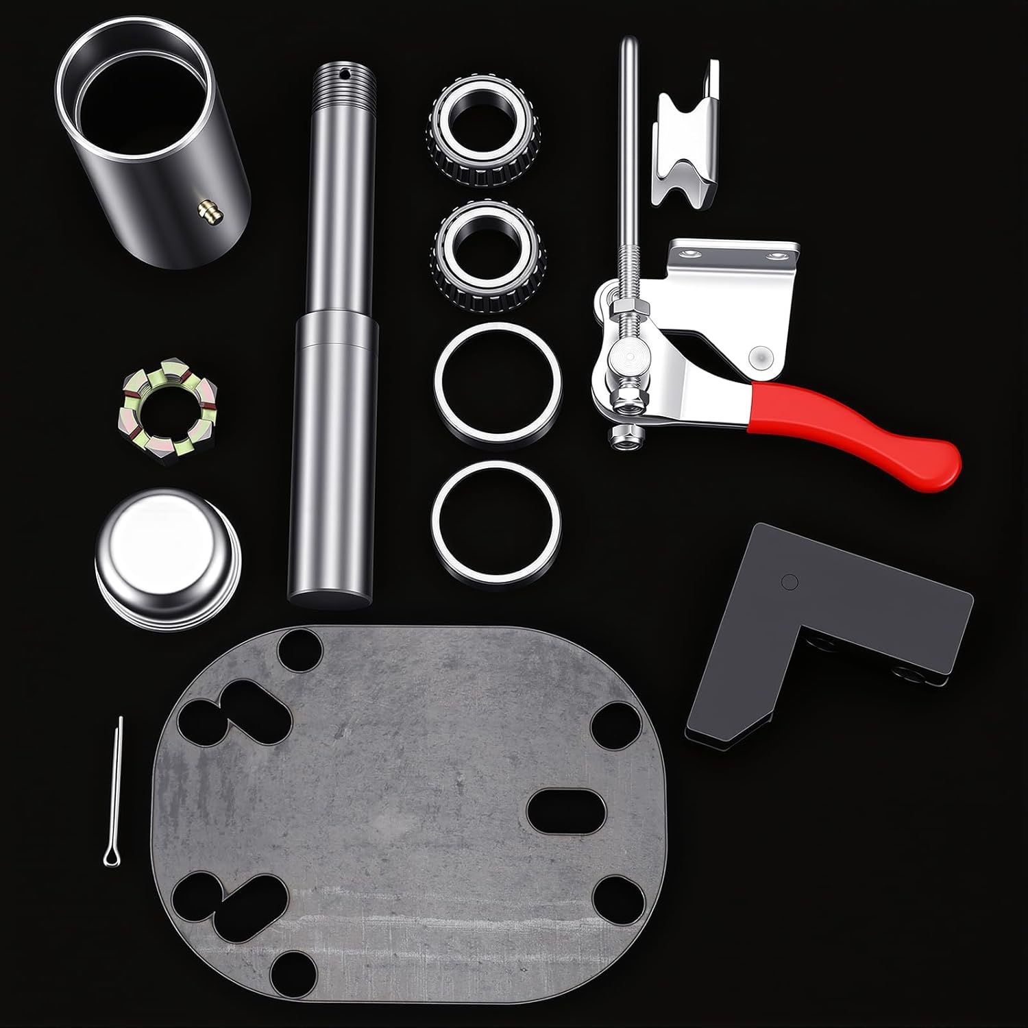 Canchiing Tire Carrier Hinge Kit Include Necessary Latch, Slewing Bearing, Bearing Hub and Seal, Brake Cover, Metal Plate and Poly Urethane Stop Spare Tire Carrier Hing Kit for Installation - Image 4