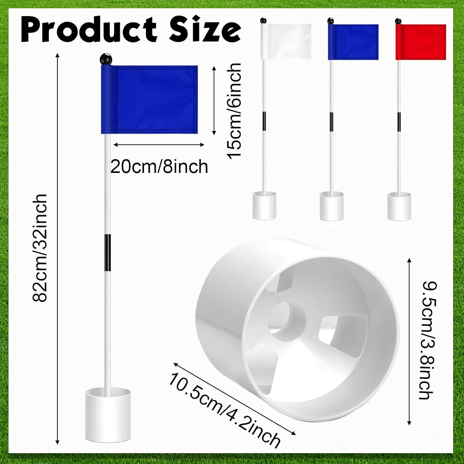 Hungdao 3 Set Golf Flagstick Mini Putting Green Flag for Yard Golf Pin Hole Cup and Flag Set Portable Practice Putting Green Flagsticks for Driving Range Backyard Gift Idea (Cute,Assorted) - Image 2