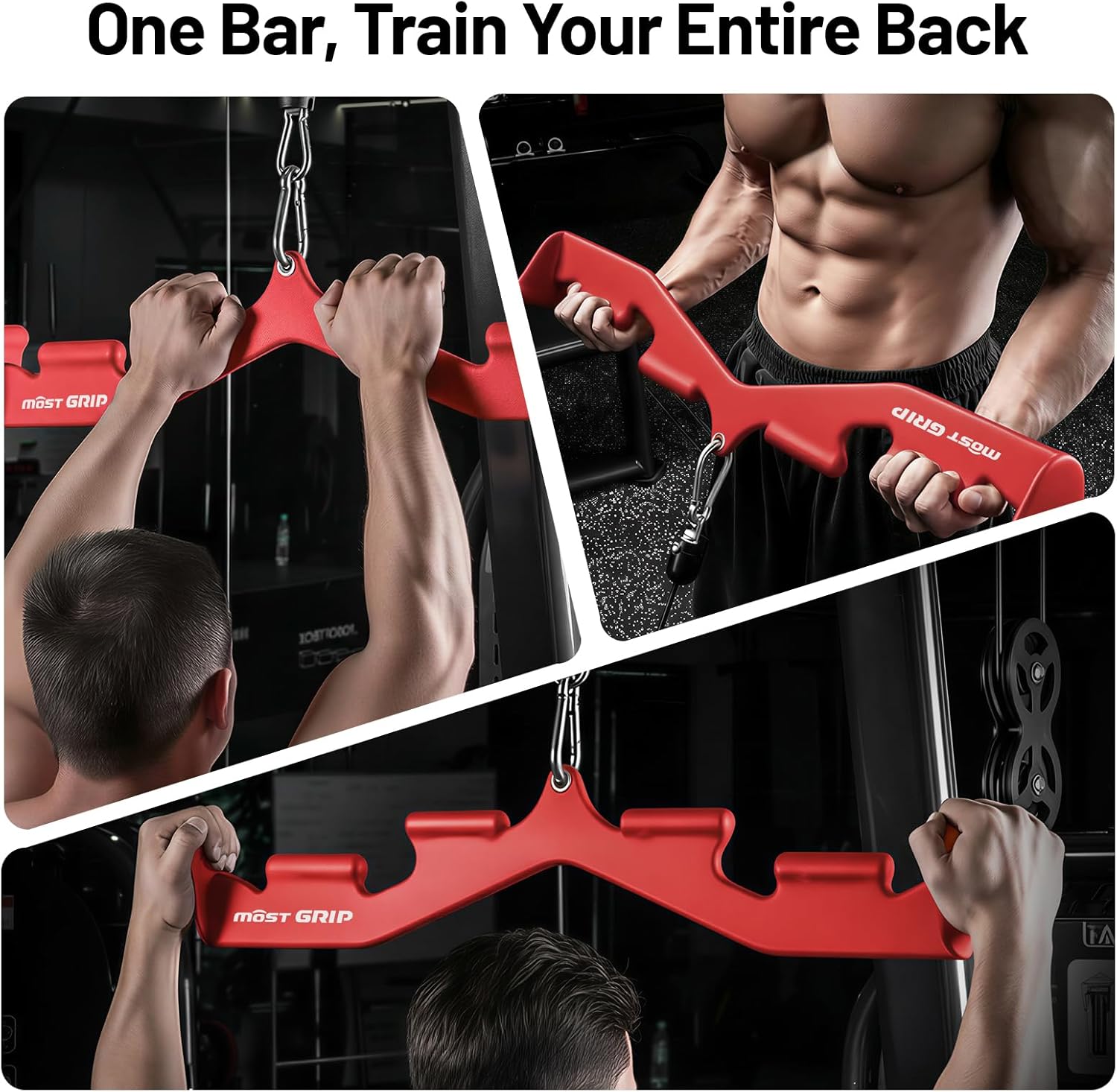 LAT Pull Down Bar with 6 Ergonomic Handles, Neutral Grip LAT Pulldown Attachments for Whole Back Training, Wide Grip LAT Pulldown Bars for Home Gym Cable - Image 3