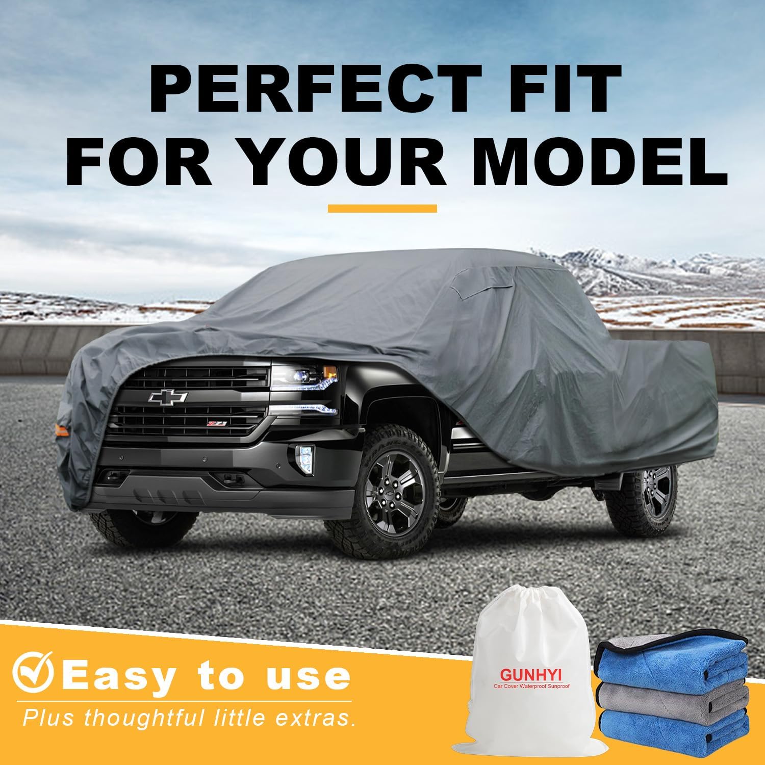 GUNHYI 16 Layers Large Truck Cover Waterproof All Weater, Heavy Duty Pickup Truck Cover for RAM 2500 3500, Silverado 1500 2500 3500, F-Series F-250 F-350, Toyota Tundra etc. Length up to 261 inch. - Image 7