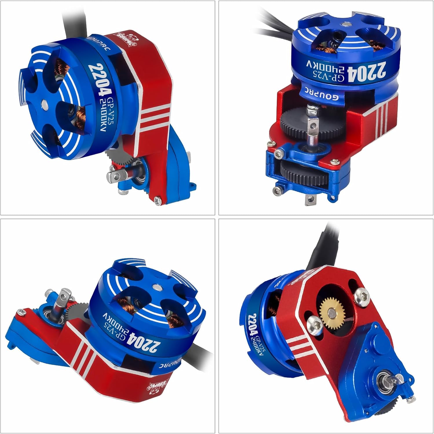 GOUPRC 30A Brushless Mini ESC & 2204 2400KV Brushless Outrunner Motor with Transmission Combo Kit for SCX24 Axial 1/24 RC Crawler Car Truck Blue Red - Image 7