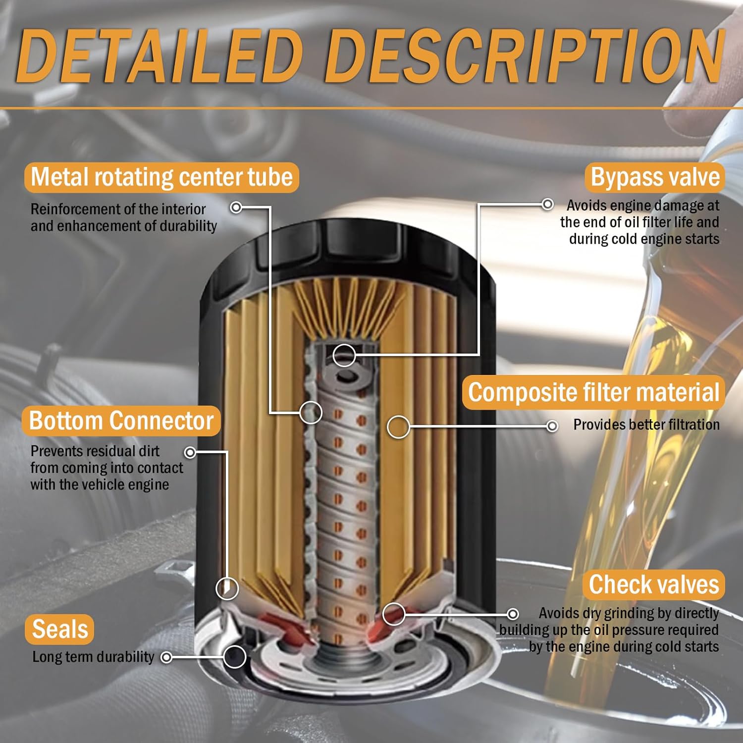15208AA21A Oil Filters fits for Subaru 2013-2025 Outback & Legacy, 2012-2025 Impreza, 2011-2025 Forester, 2016-2025 Crosstrek, 2013-2025 XV Crosstrek, 2019-2025 Ascent Replaces 15208AA160 (6 Pack) - Image 5