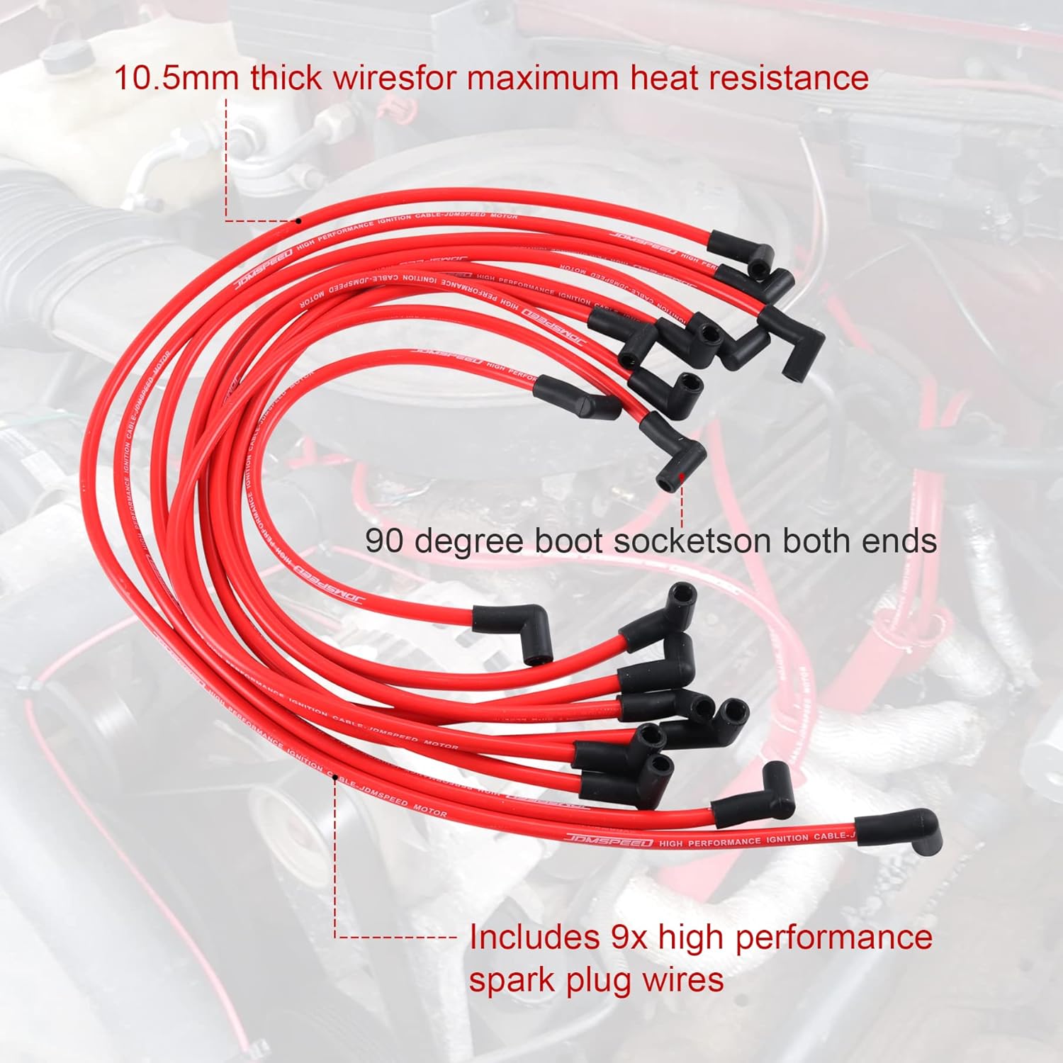 JDMSPEED New 10.5mm Spark Plug Wire Set Replacement for HEI SBC BBC 350 383 454 Electronic - Image 3
