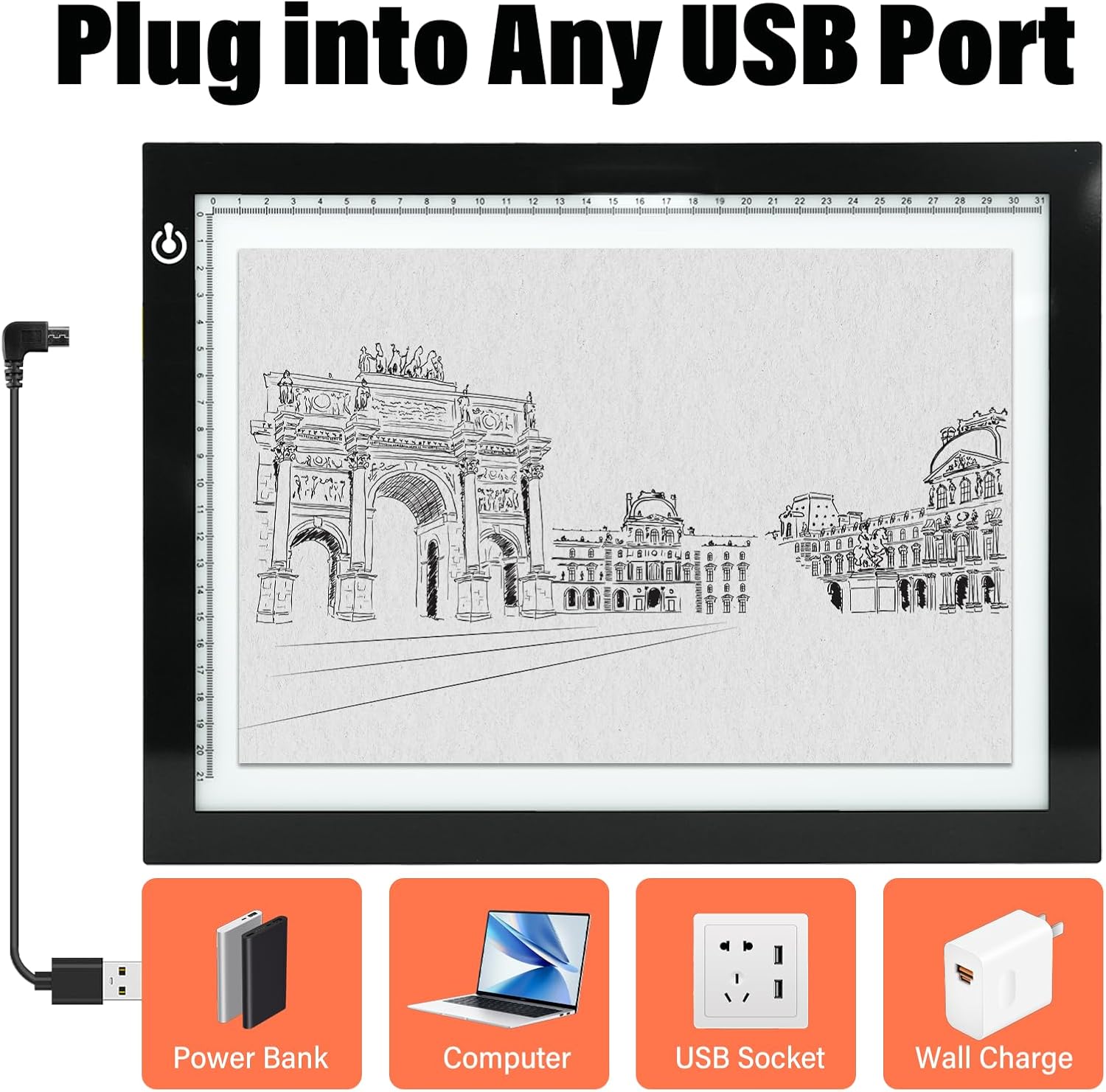 A4 LED Copy Board Tracing Light Box, Adjustable Brightness Artcraft LED Trace Light Pad, USB Power Light Table for Artists, Tattoo Drawing, Animation, Sketching, Stenciling & Diamond Art Painting - Image 5