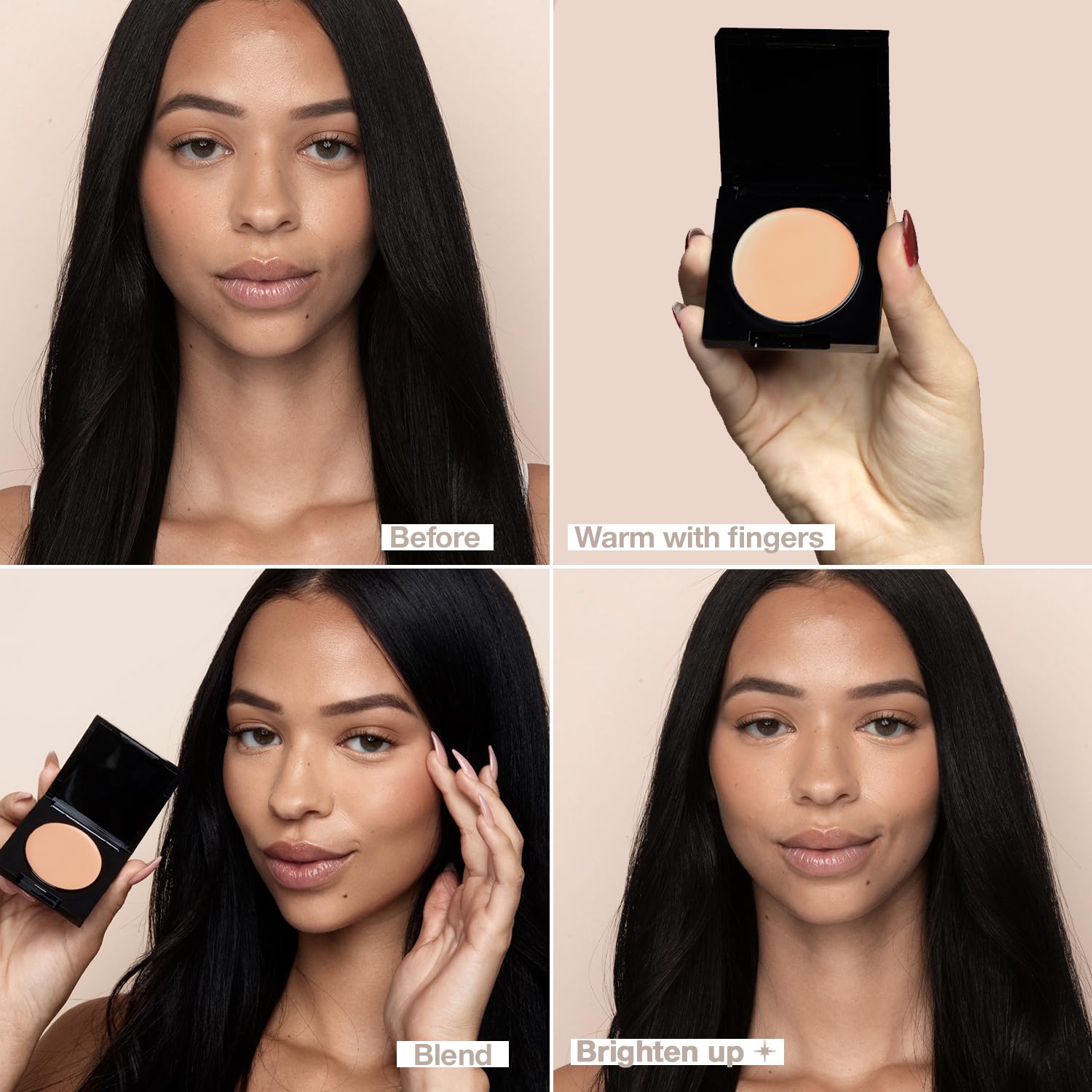 Palladio Under Eye Brightener, Conceal, Brightens, Reduces Appearance of Dark Circles, With Caffeine Peptides & Vitamin E, Tired Skin Color Correcting Brightener & Primer (Medium Nude) - Image 3