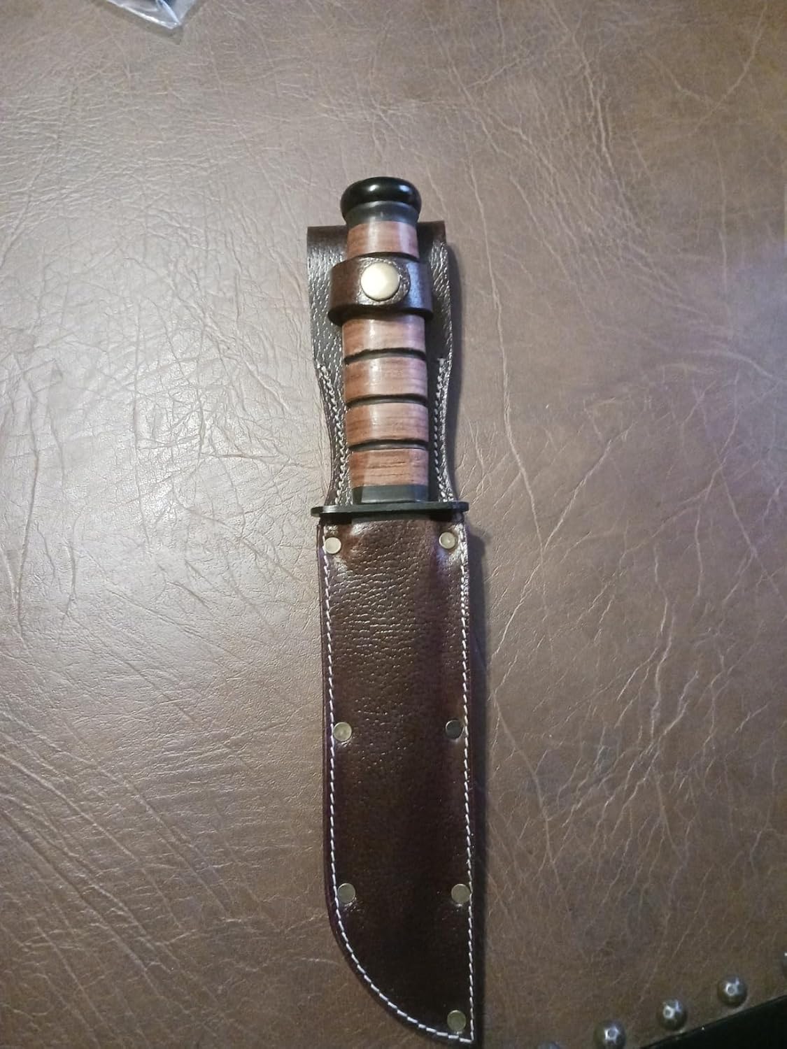 World War Two Vietnam Style Leather Sheath for US Navy Mark 2 MK 2 or KA-BAR Leather Sheath Fits 7" Blade (Brown)