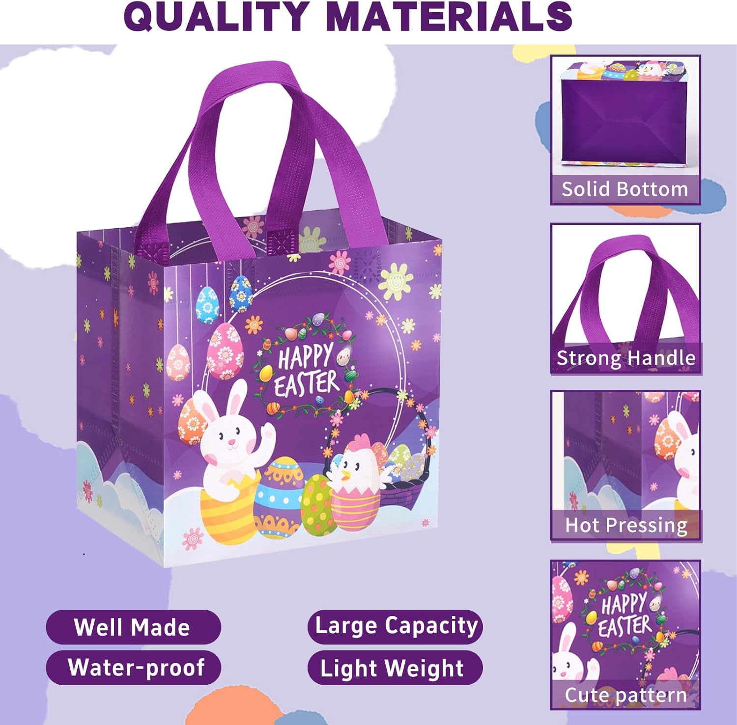 Bwhrmt Easter Basket Stuffers,Egg Hunt Bags Bunny Carrot Chick Gift Bags with Handles,Party Supplies,Happy Small Easter Baskets Container,8.27x7.9x5.9inch 6-Piece. Easter Basket Ideas Gifts for teens - Image 4