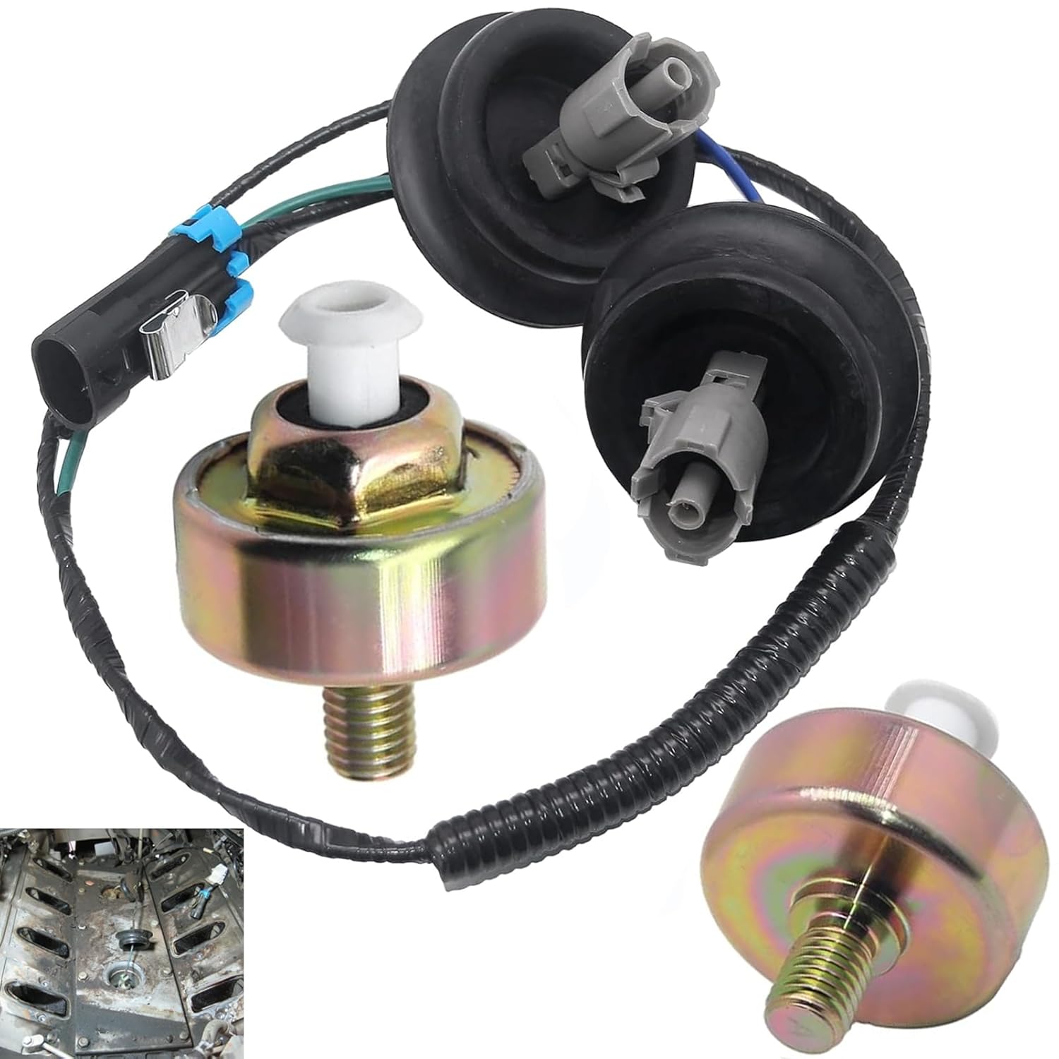 Knock Sensors Wiring Harness Kit for Chevy Suburban Silverado Avalanche Tahoe Camaro GMC Sierra Yukon, for Hummer & More GM Vehicles 5.3 4.8 6.0L 12601822 12589867 917-033
