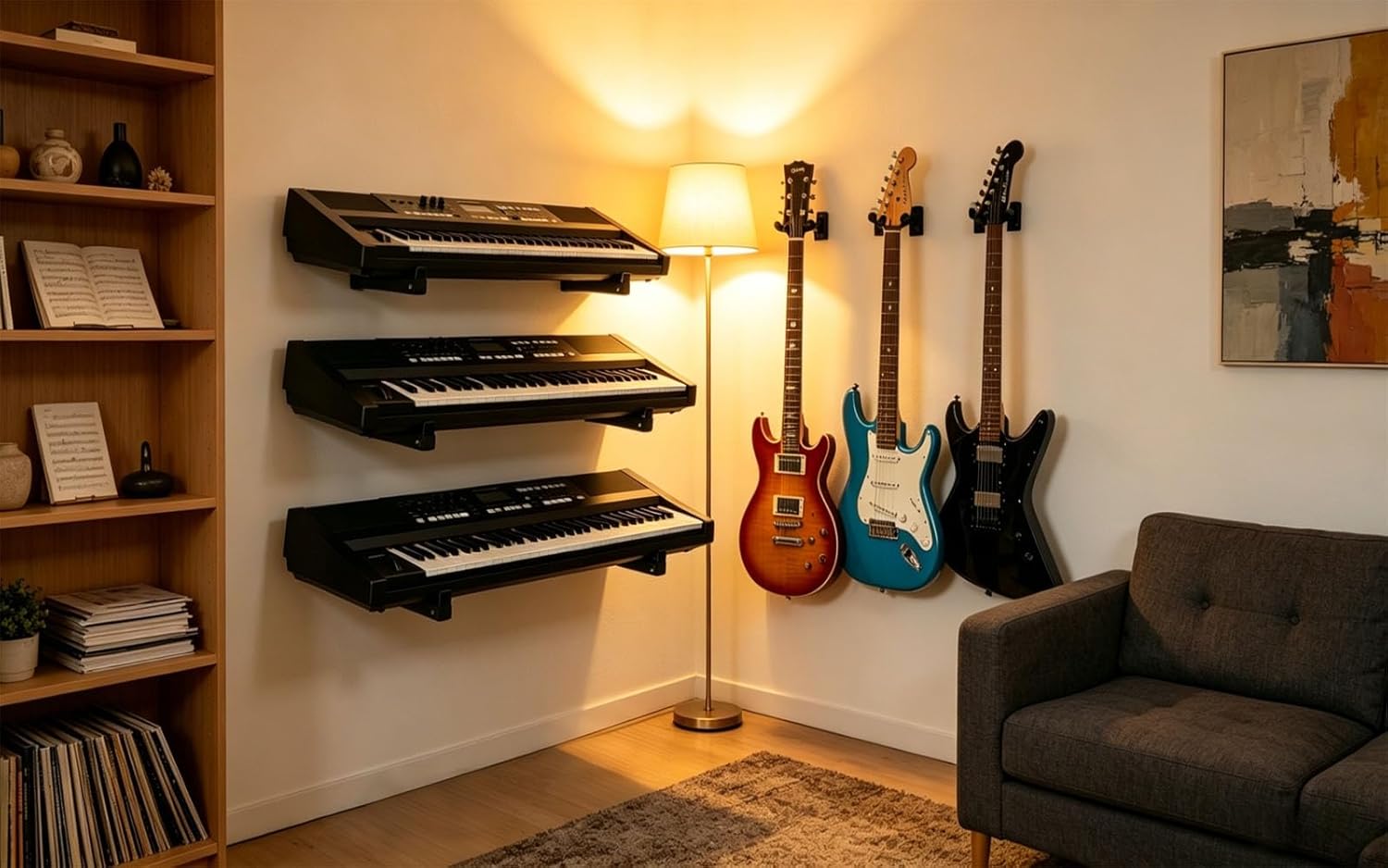 Heavy-Duty Steel Slatwall piano wall mount ,Can be rotated by 180°,Telescoping Arms (12"-18") for Keyboard Holder,Piano Stand,Piano Keyboard Stand, Music Production Equipment(1 Pair) - Image 7