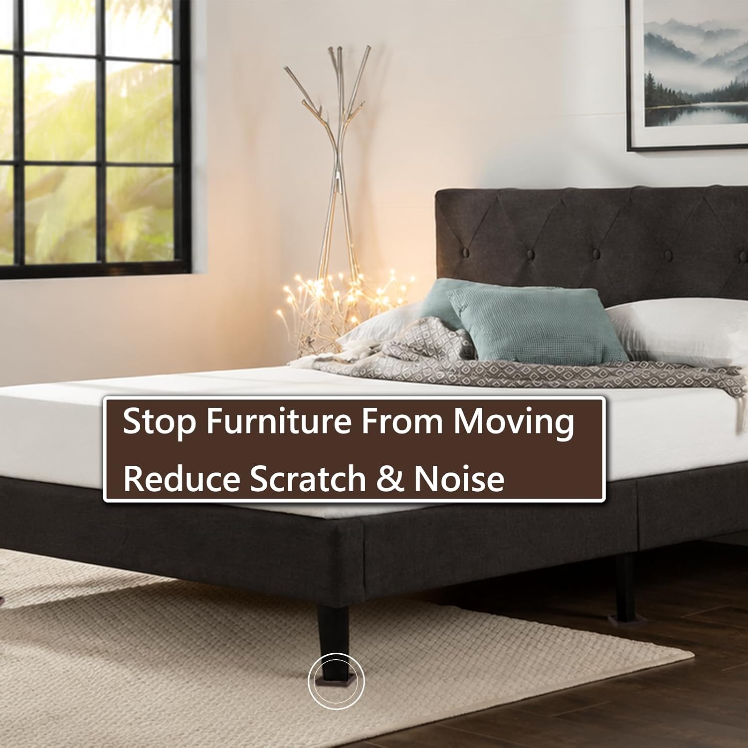 4x4 Square Rubber Furniture Caster Cups, Anti-Sliding Furniture Pads Bed Stopper Floor Protectors with Grip - Protect Any Flooring - Image 3