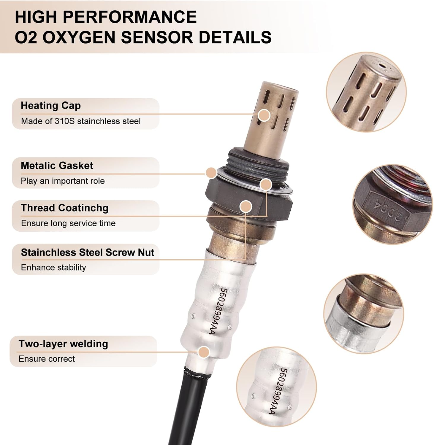 Oxygen O2 Sensor Upstream Downstream for Chry 300, for Dodge Challenger Charger Dakota Durango Grand Caravan Journey Neon Nitro, for Jeep Commander Grand Cherokee Wrangler JK 56028994AA, 56028994AB - Image 2