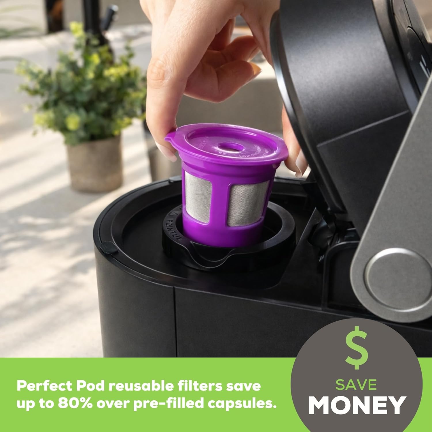 Perfect Pod 1-Stream Cafe Save Reusable K Cup Pod Coffee Filters - Refillable Coffee Pod Capsules with Built-In, Integrated Mesh Strainer for use with Keurig & Select Single Cup Coffee Makers, 4-Pack - Image 3