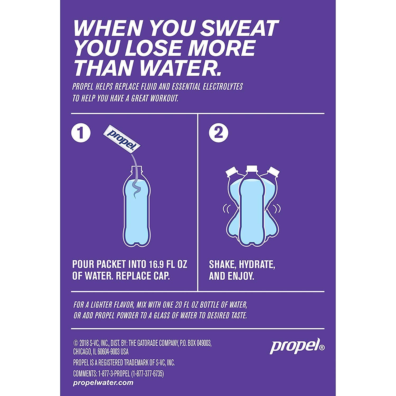 Propel Powder Packets Grape with Electrolytes Vitamins and No Sugar, 50 Count, 10 Count (Pack of 5) - Image 3