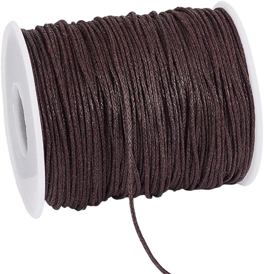 PH PandaHall 1mm Waxed Cord,100 Yards Waxed Cotton Cord Dark Brown Waxed Thread Beading String Waxed Craft String for Bracelet Necklace Jewelry Waist Beads Making Crafting Beading Macrame