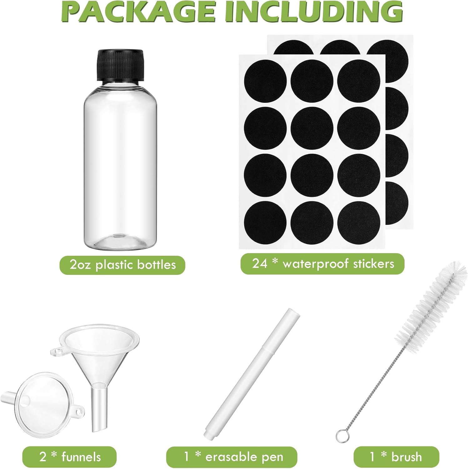 16 Pack 2 oz Shot Bottles with Caps, Mini Reusable Plastic Ginger Shots Bottle Leakproof Juice Shot Bottles with Lids for Juice, Oil and Liquid Samples, Small Containers for DIY, Travel - Image 2