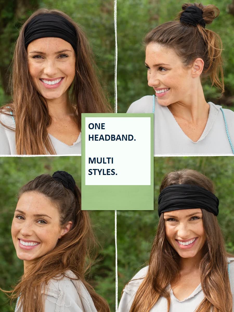 Huachi Wide Headbands: Boho Elastic Non-Slip Thick Stretchy Headbands for Women's Workout, Running, and Active Wear - Image 6