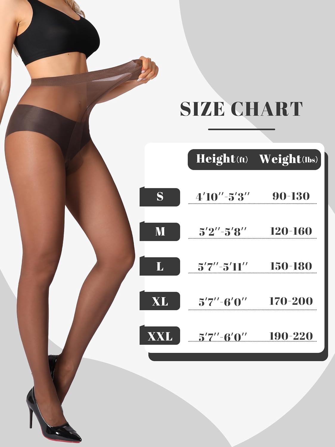 HONENNA Sheer Tights for Women 2 Pairs Ultra Thin Reinforced T Crotch Control Top Pantyhose Stockings - Image 5