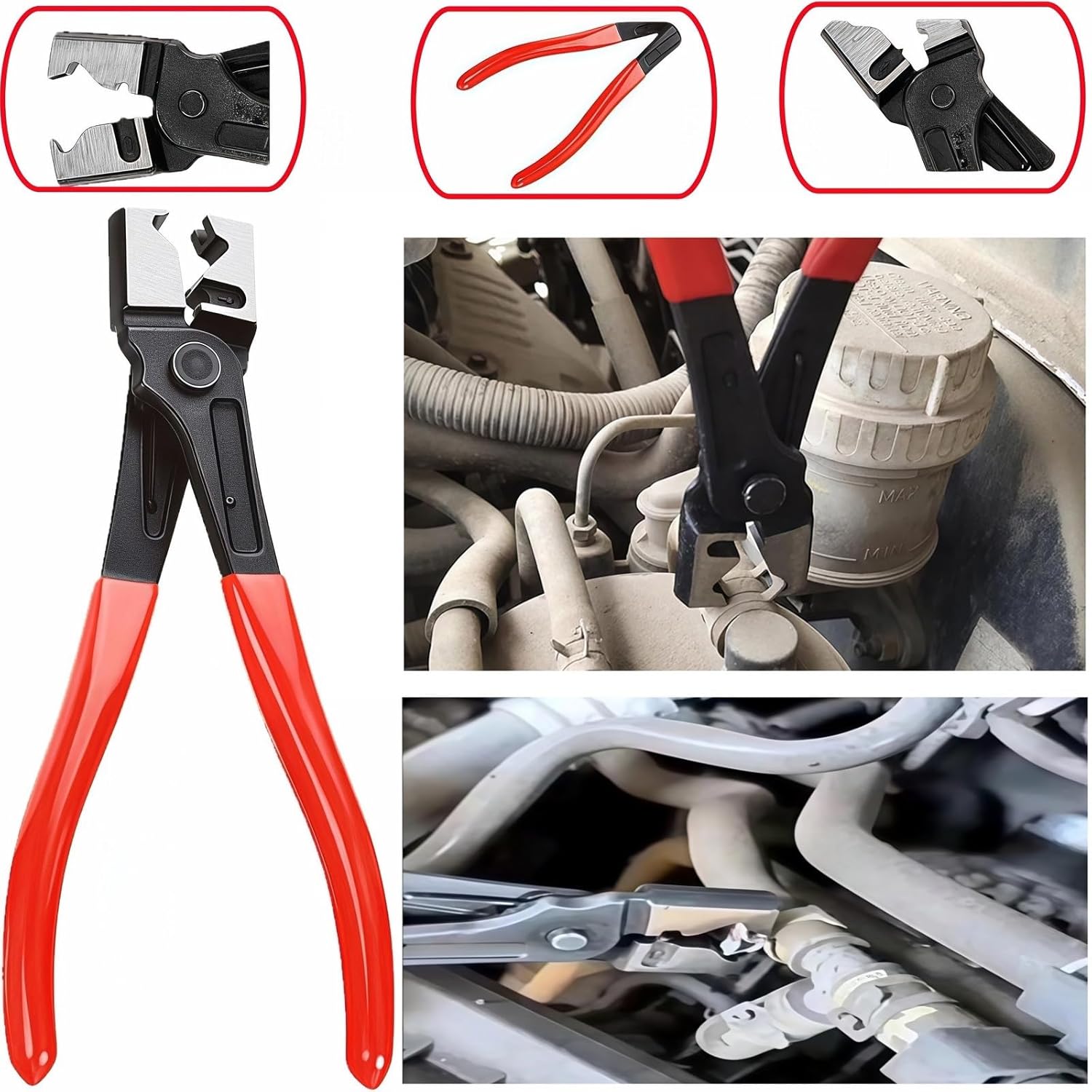 4-in-1 Automotive Clip Pliers Set, Electrical Disconnect & Connector Removal Tool Kit with Straight & 60° Angle Pliers, Separator & Hose Clamp Plier for Car Truck SUV Repair, Mechanics & DIY - Image 3