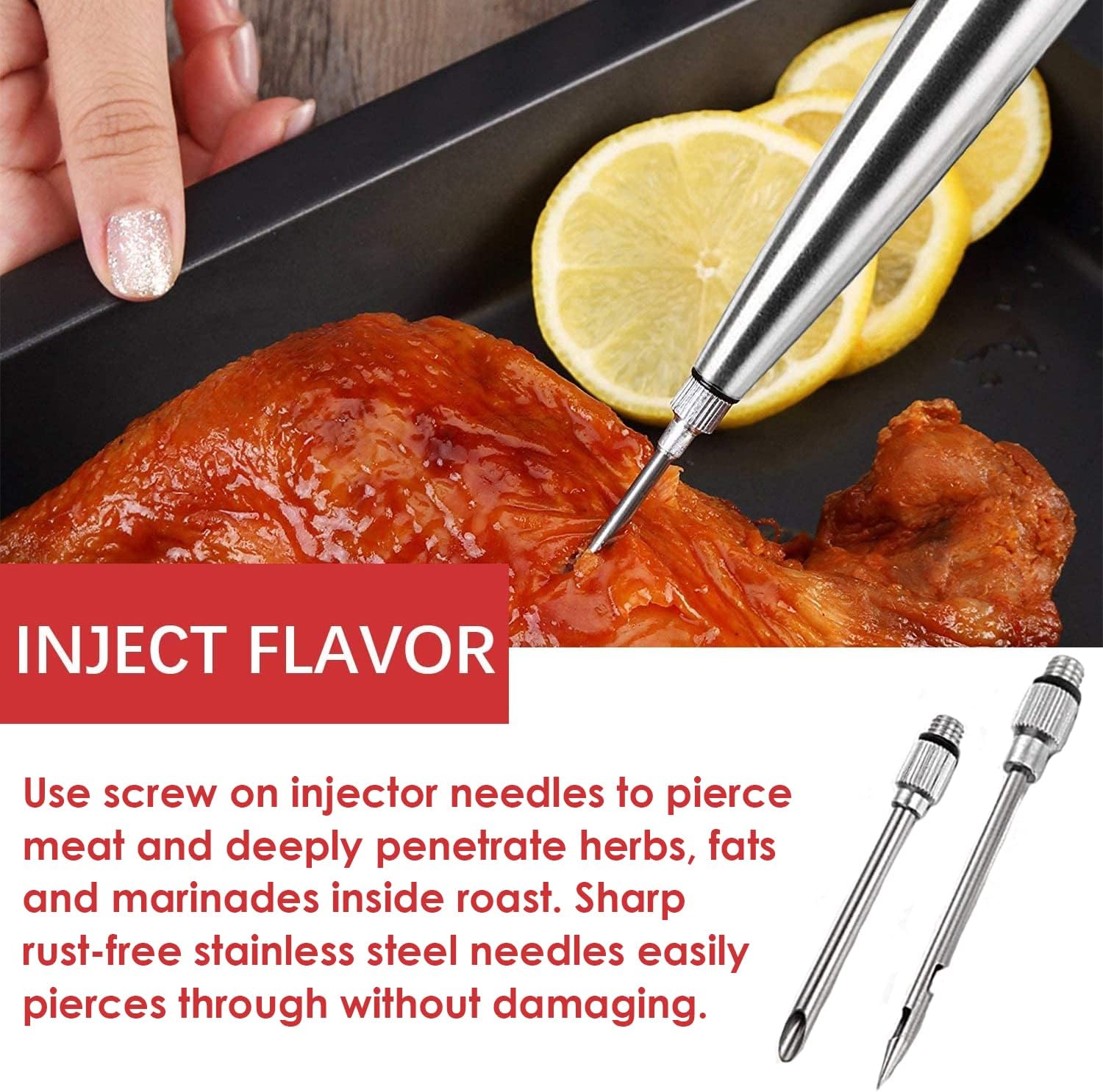 Best Utensils Stainless Steel Turkey Baster Commercial Grade Quality Silicone Bulb Including 2 Marinade Injector Needles And Brush For Easy Clean Up - Image 5