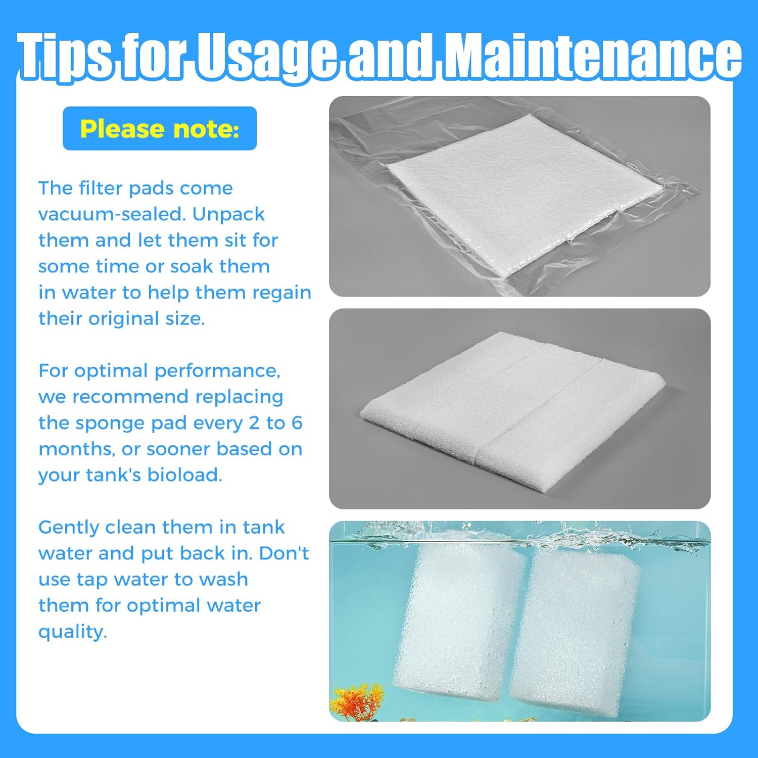 AQUANEAT 6-Pack Replacement Filter Sponge Pads, Aquarium Foam Insert Compatible with AquaClear 30, Fish Tank Filter Media - Image 5