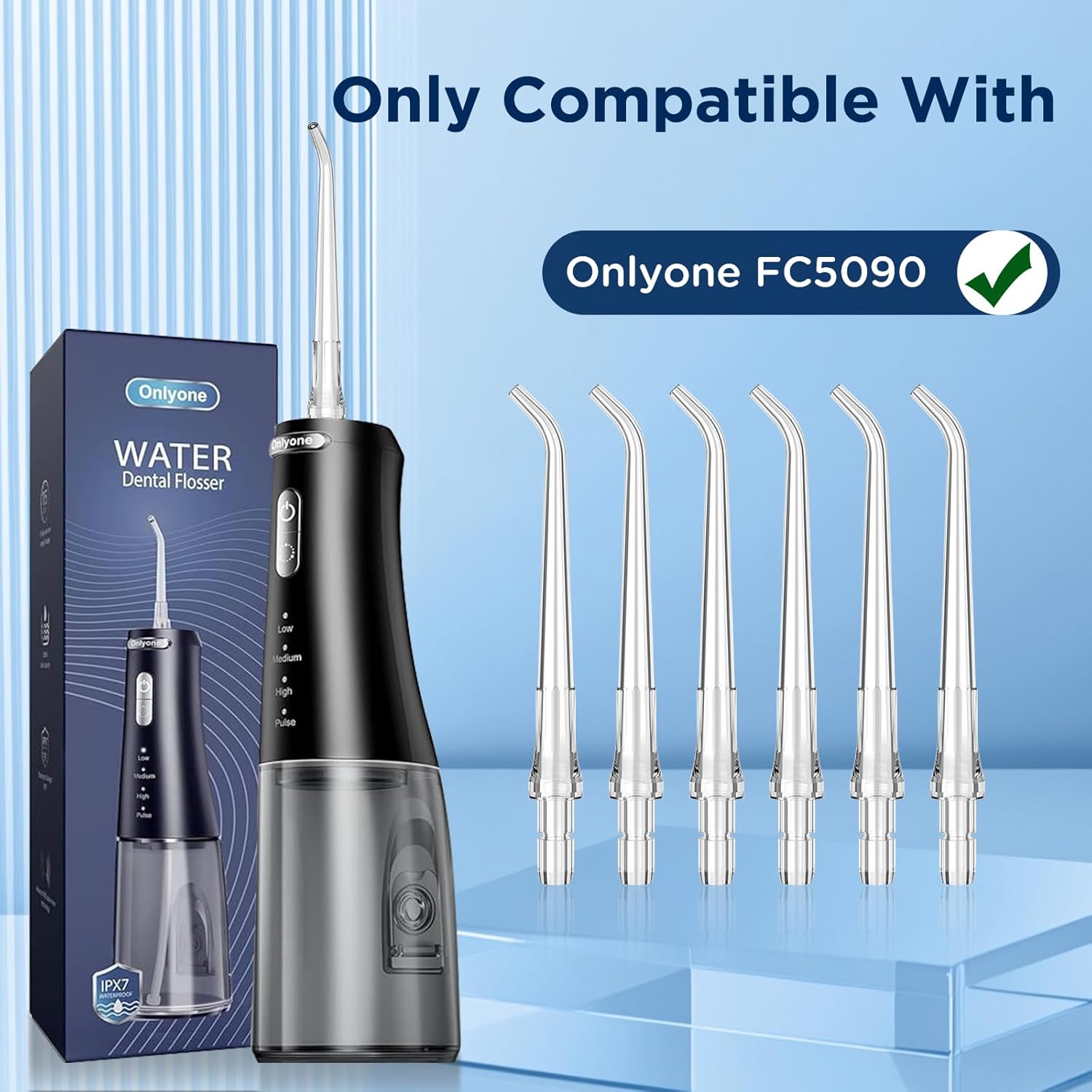 6 Replacement Heads for Onlyone FC5090 Water Flosser and 1 Storage Case (6 Classic Jet Tips + Storage Case Bundle) - Image 2