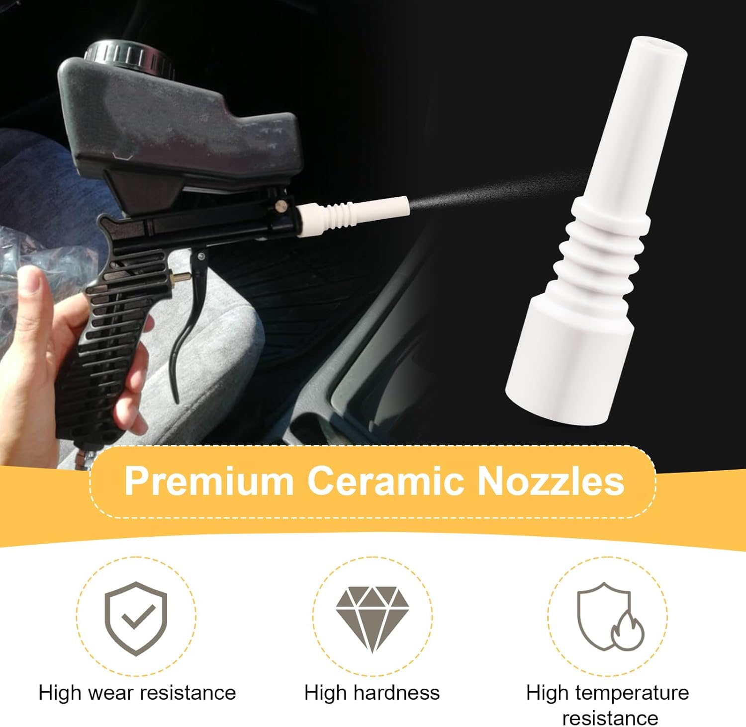 Sand Blaster Ceramic Nozzles Replacement Sandblasting Tips, 10mm Nectar Collector, Ceramic Rust Removal Sandblast Machine Nozzle (4 Pack) - Image 4