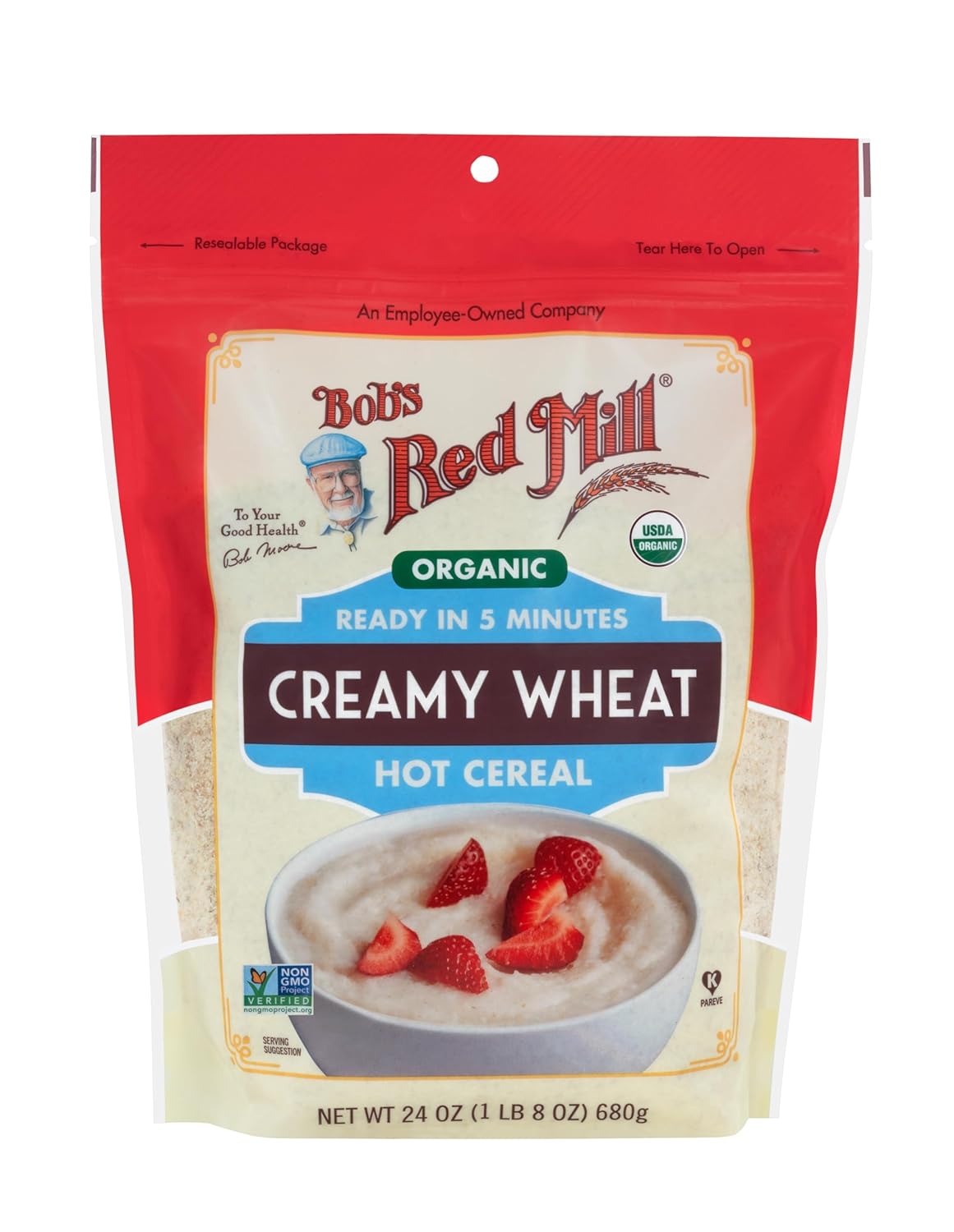 Bob's Red Mill Organic Creamy Wheat Hot Cereal, 24oz (Pack of 4) - Organic, Non GMO, Gluten Free, Whole Grain, Vegan, Kosher - Image 3