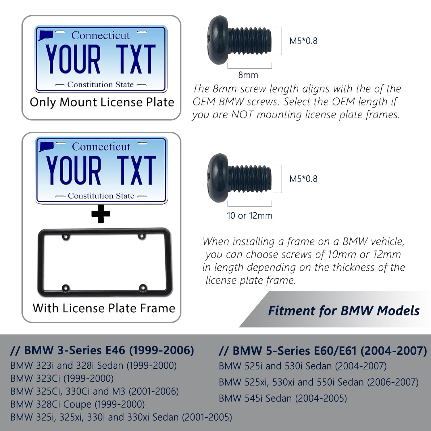 M5-0.8X6mm Rear License Plate Screws Compatible with Tesla Model 3, Y and BMW 18-8 Stainless Steel Black Zinc Plated 8 Pack - Image 5
