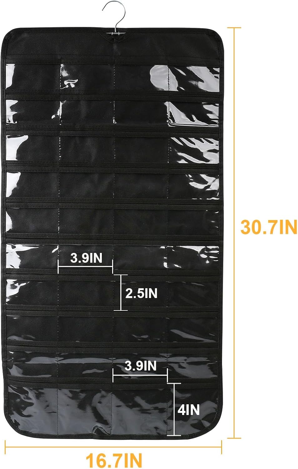 Luney Hanging Jewelry Organizer, 80 Pockets Earring Holder Organizer with Pockets for Woman, for Hanging Earrings, Necklaces, Bracelets, Rings, Storage, Closet(1PCS, No Zipper) - Image 5