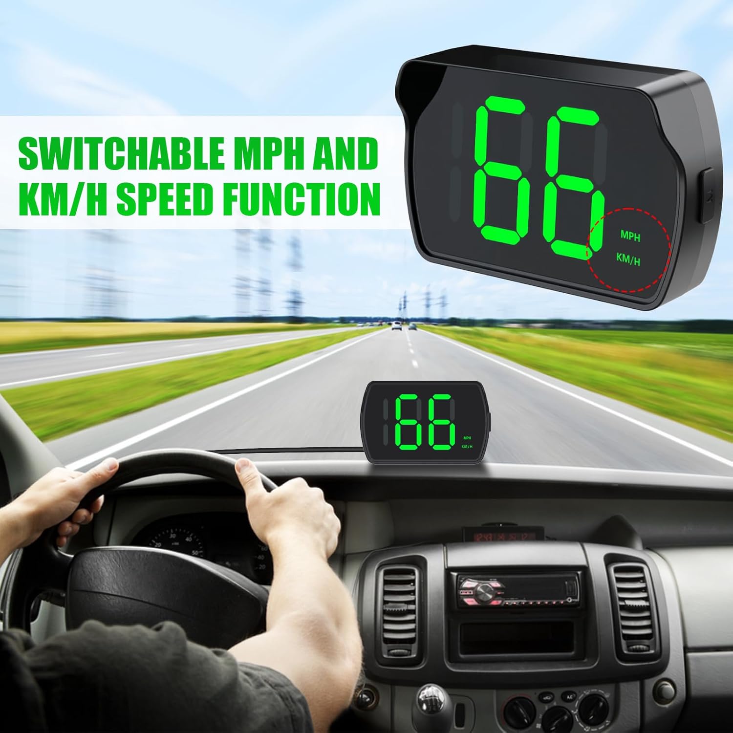 GPS Digital Speedometer for Car MPH, Universal HUD Speed Meter with LED Large Font with USB Cable, Plug and Play for Truck Motor SUV Golf Cart All Vehicles (Contain Car Charger Adapter) - Image 2