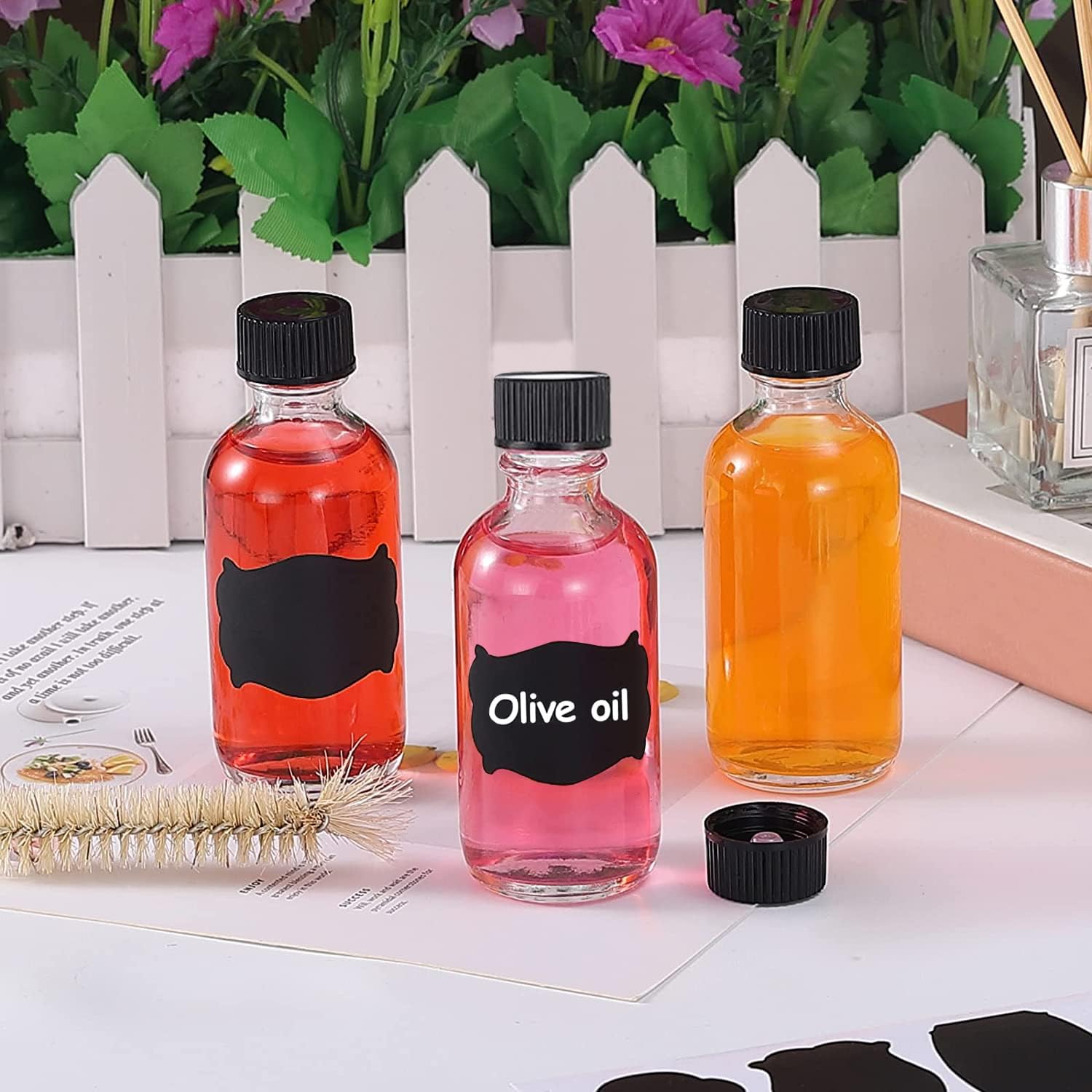 12pack 4oz Glass Bottles With Caps,Wellness Shot Jar Sample Bottles for Bourbon Whiskey,liquor,Potion,Oils,Vanilla Extract,Tincture,Hot Sauce,Syrup,Juice,with Funnels,Labels,Brush,No Leakag - Image 2