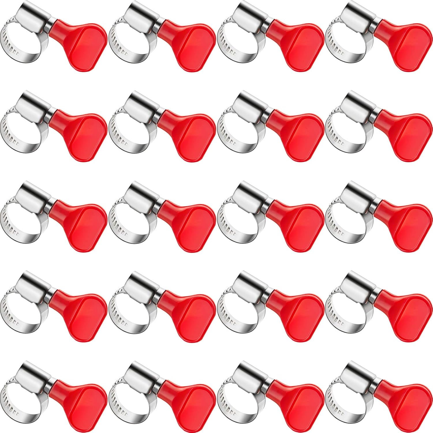 Mudder 20 Pcs Thumb Screw Hose Clamps, 3/8'' - 5/8'' (10-16mm) Adjustable Stainless Steel Small Worm Gear Tube Clamps for Beer Line Fuel Water Tubing Intercooler and Automotive