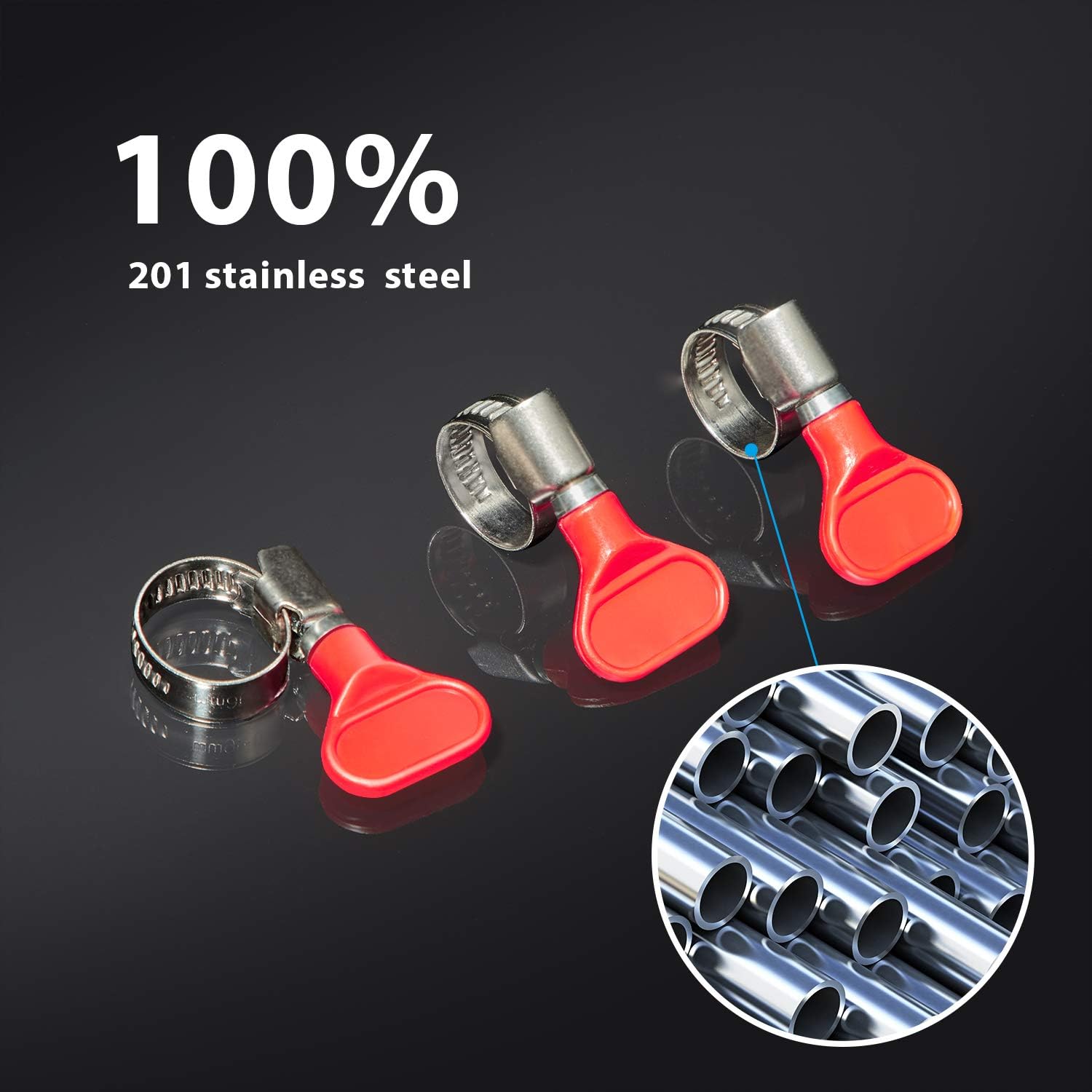 Mudder 20 Pcs Thumb Screw Hose Clamps, 3/8'' - 5/8'' (10-16mm) Adjustable Stainless Steel Small Worm Gear Tube Clamps for Beer Line Fuel Water Tubing Intercooler and Automotive - Image 3
