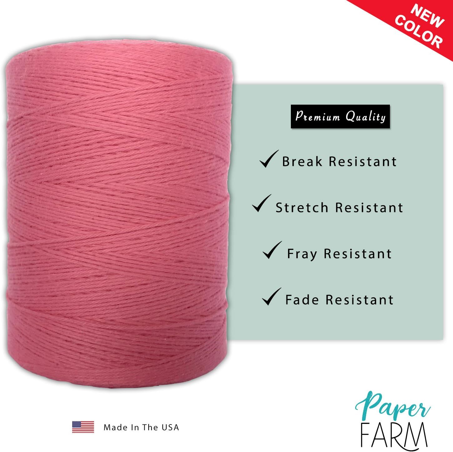 100% Cotton Loom Warp Thread (Rose), 8/4 Warp Yarn (800 Yards), Perfect for Weaving: Carpet, Tapestry, Rug, Blanket or Pattern - Warping Thread for Any Loom - Image 2