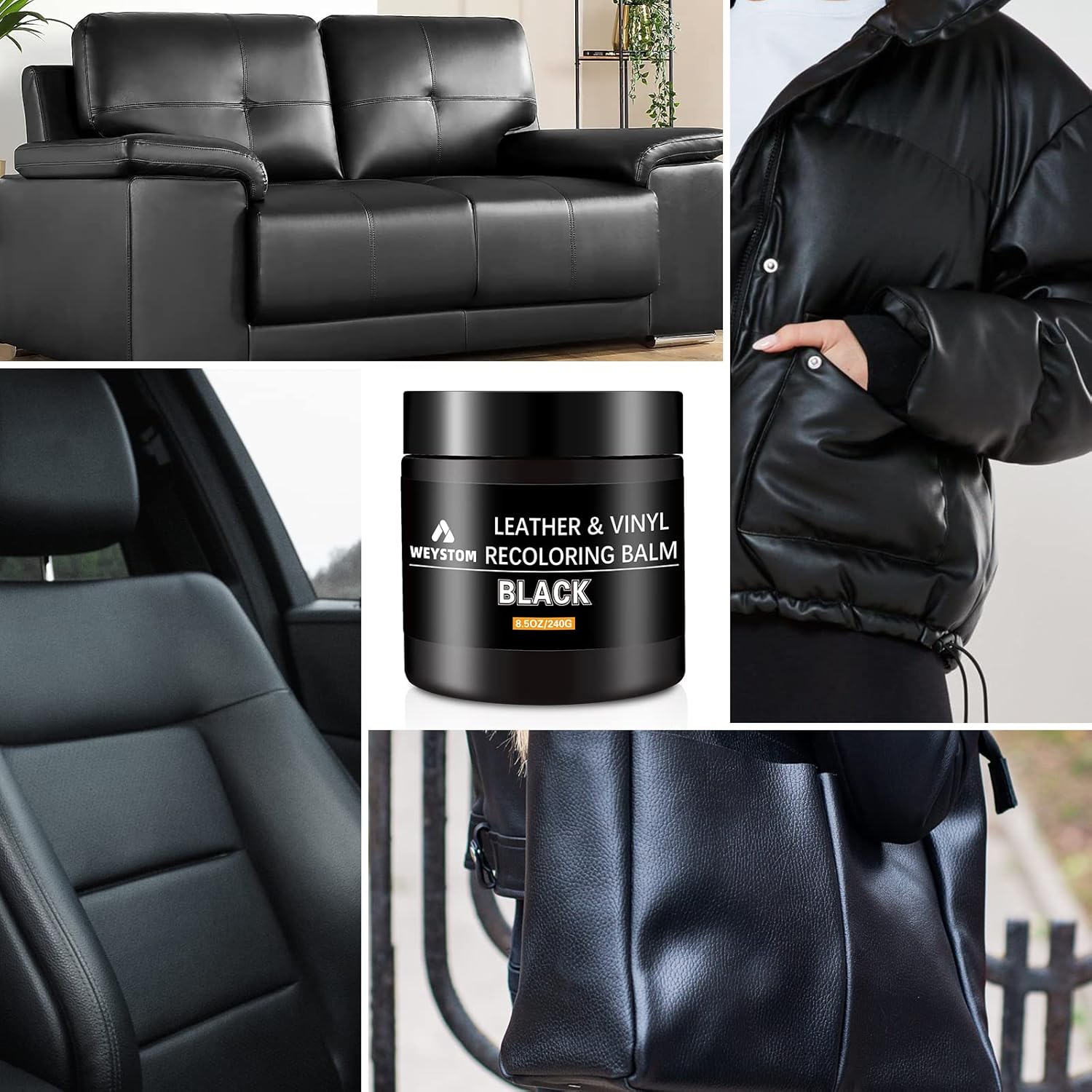Leather Recoloring Balm - Black Leather Repair Kit for Furniture, Dye, Recolor, Renew, Repair & Restore Aged, Faded, Cracked, Peeling and Scuffed - Image 7